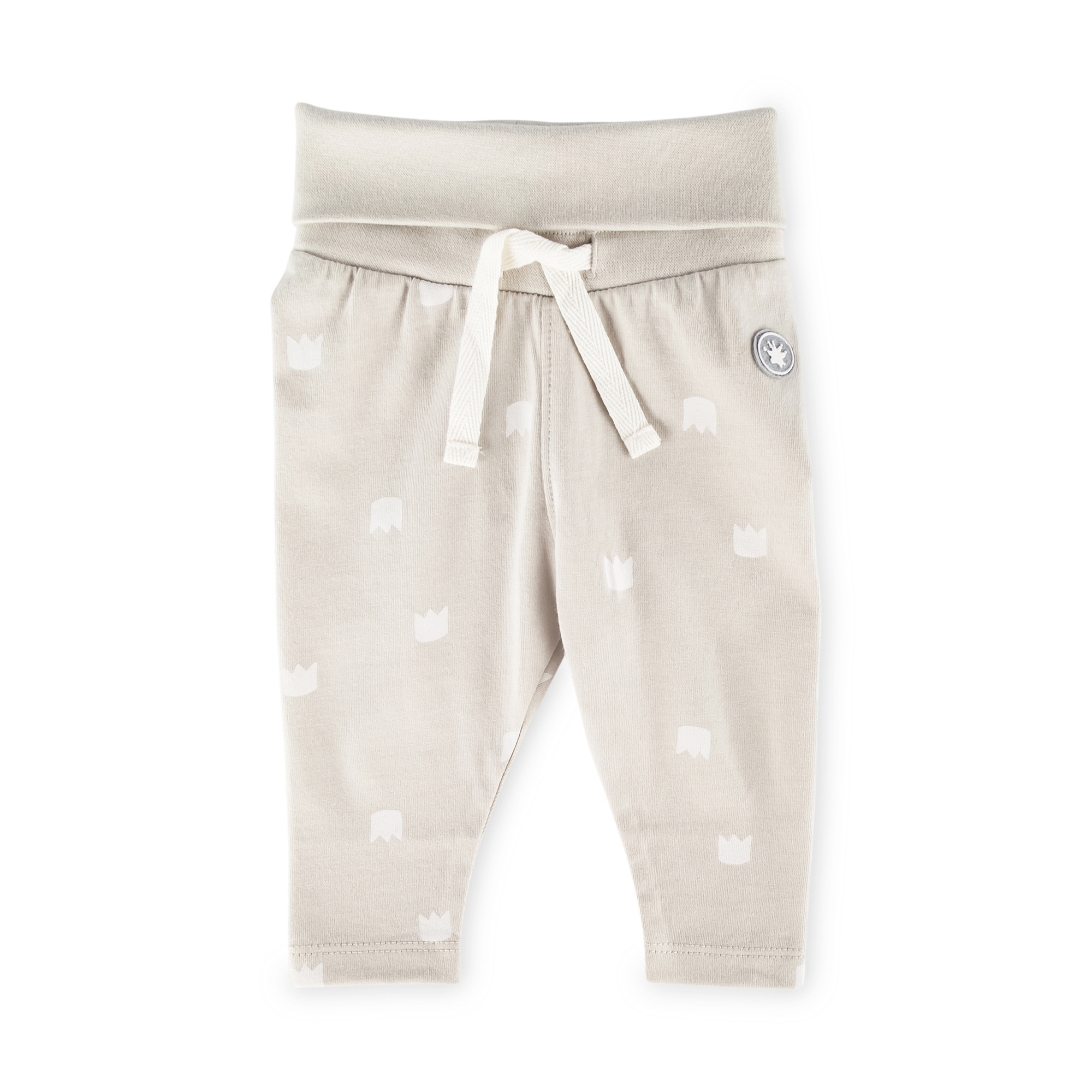 Newborn baby crown print leggings, beige