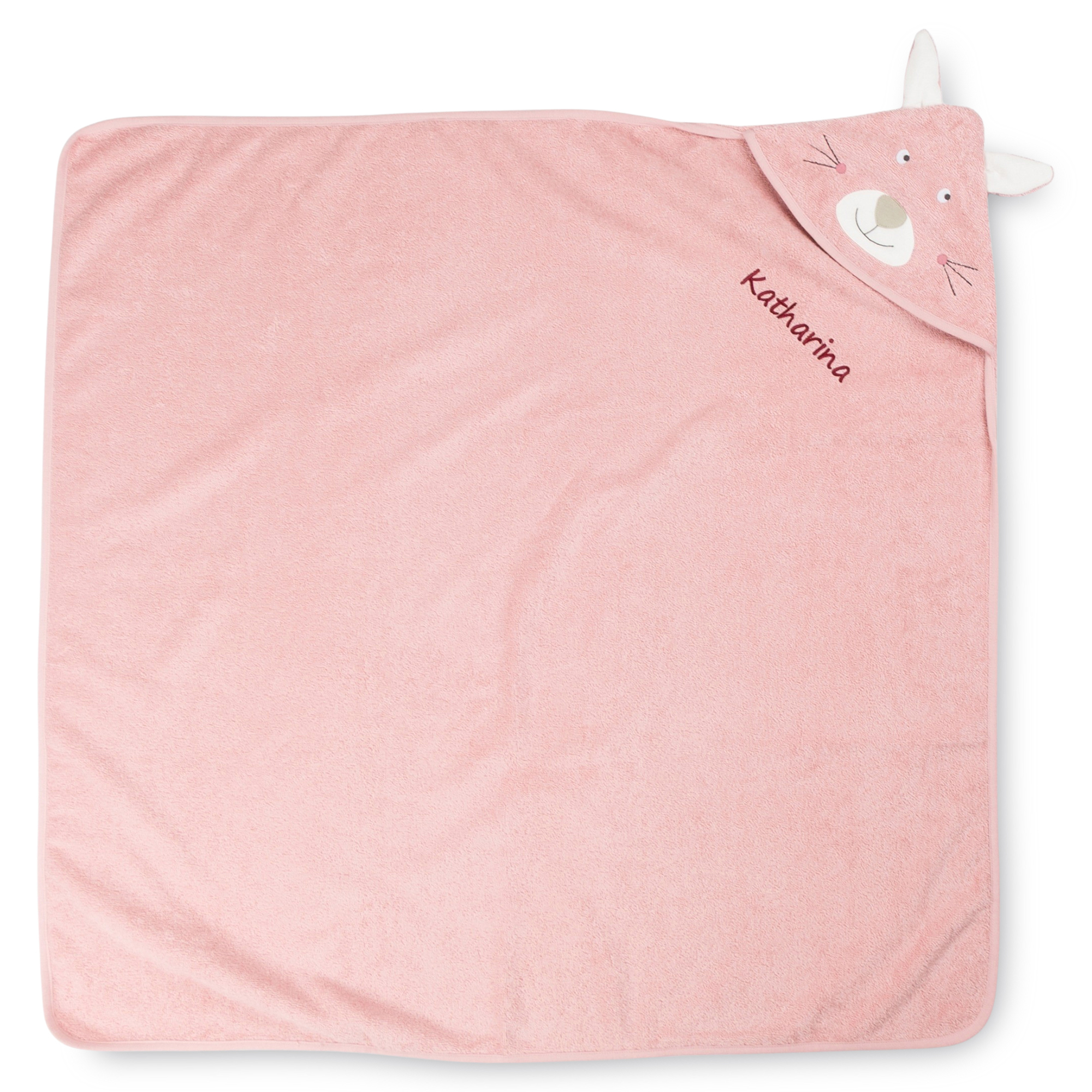 Children's bath towel bunny hood, personalised