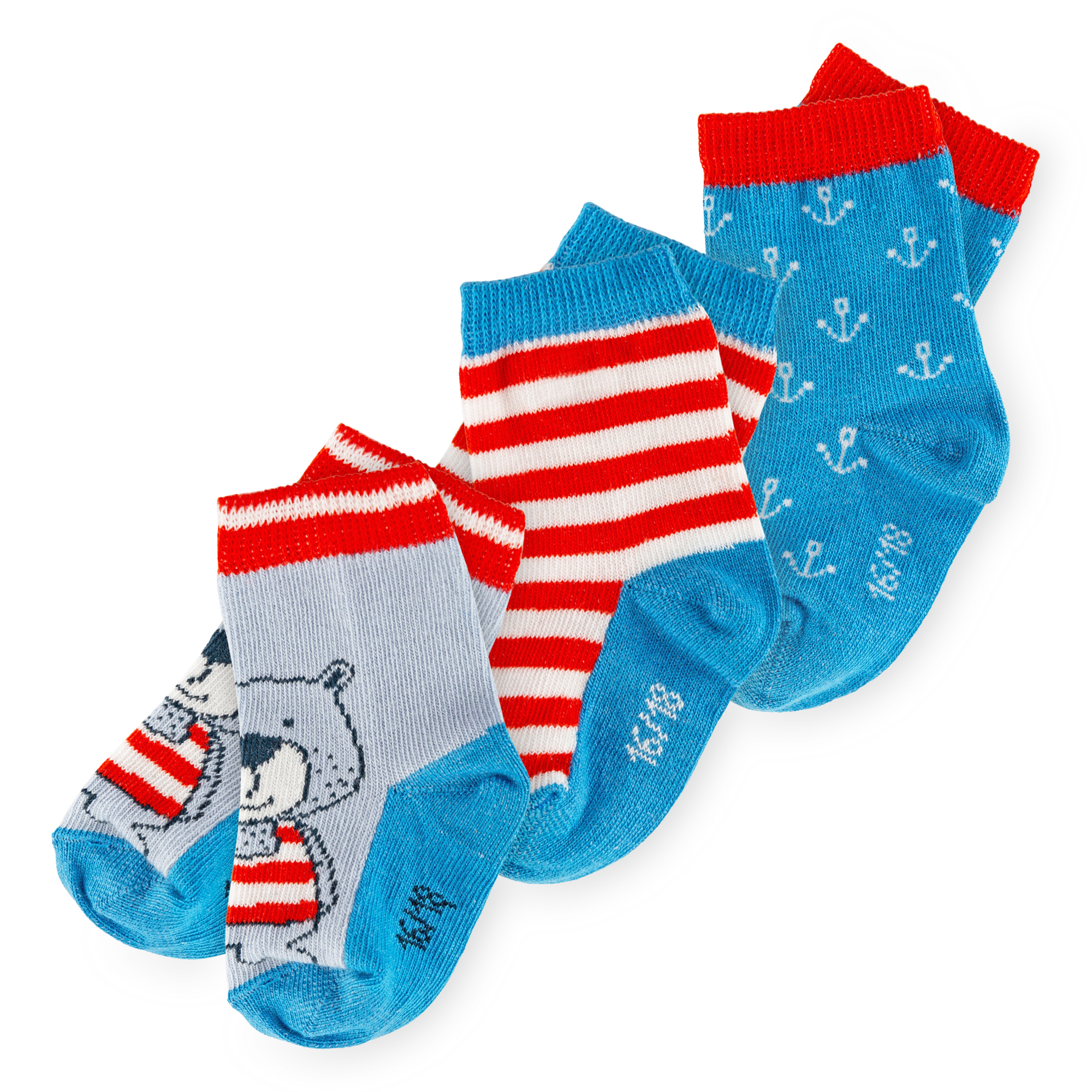 Set of 3 pairs children's socks, Bear at Sea