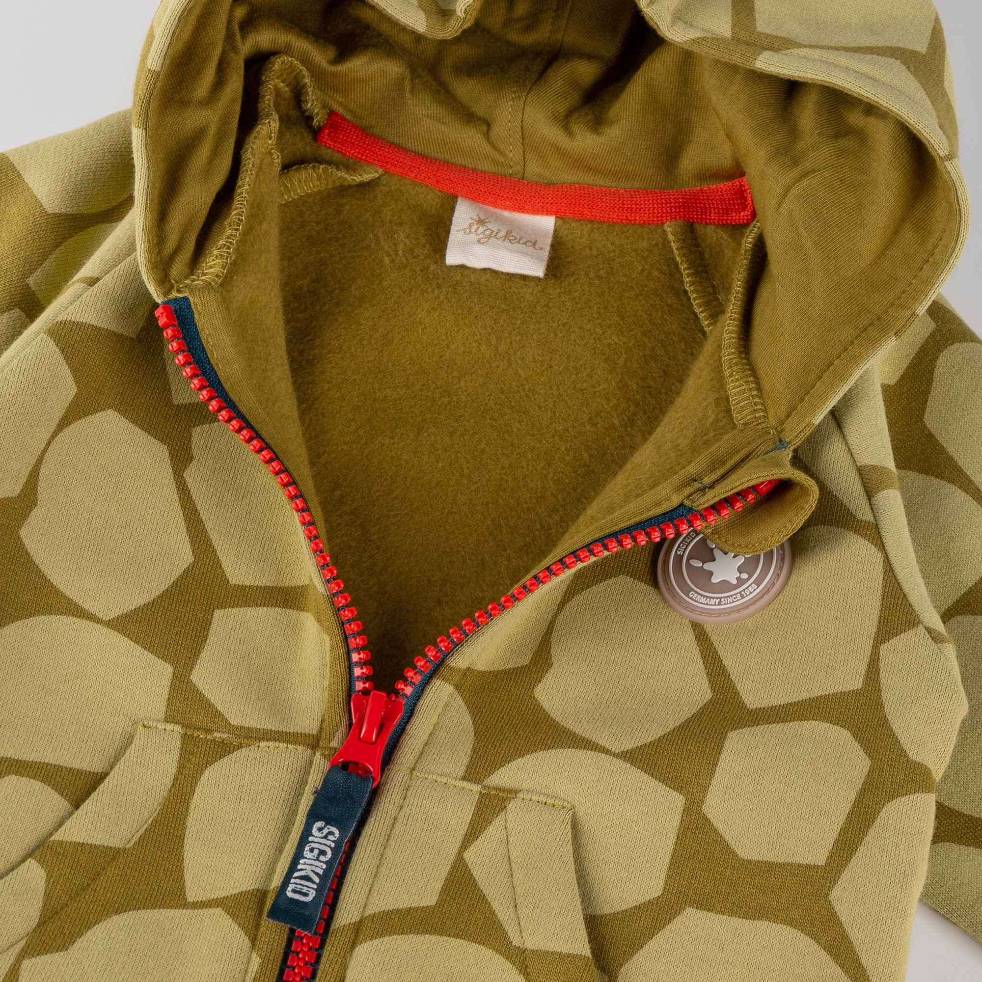 Baby pixie hood sweat jacket khaki, Dino Fun