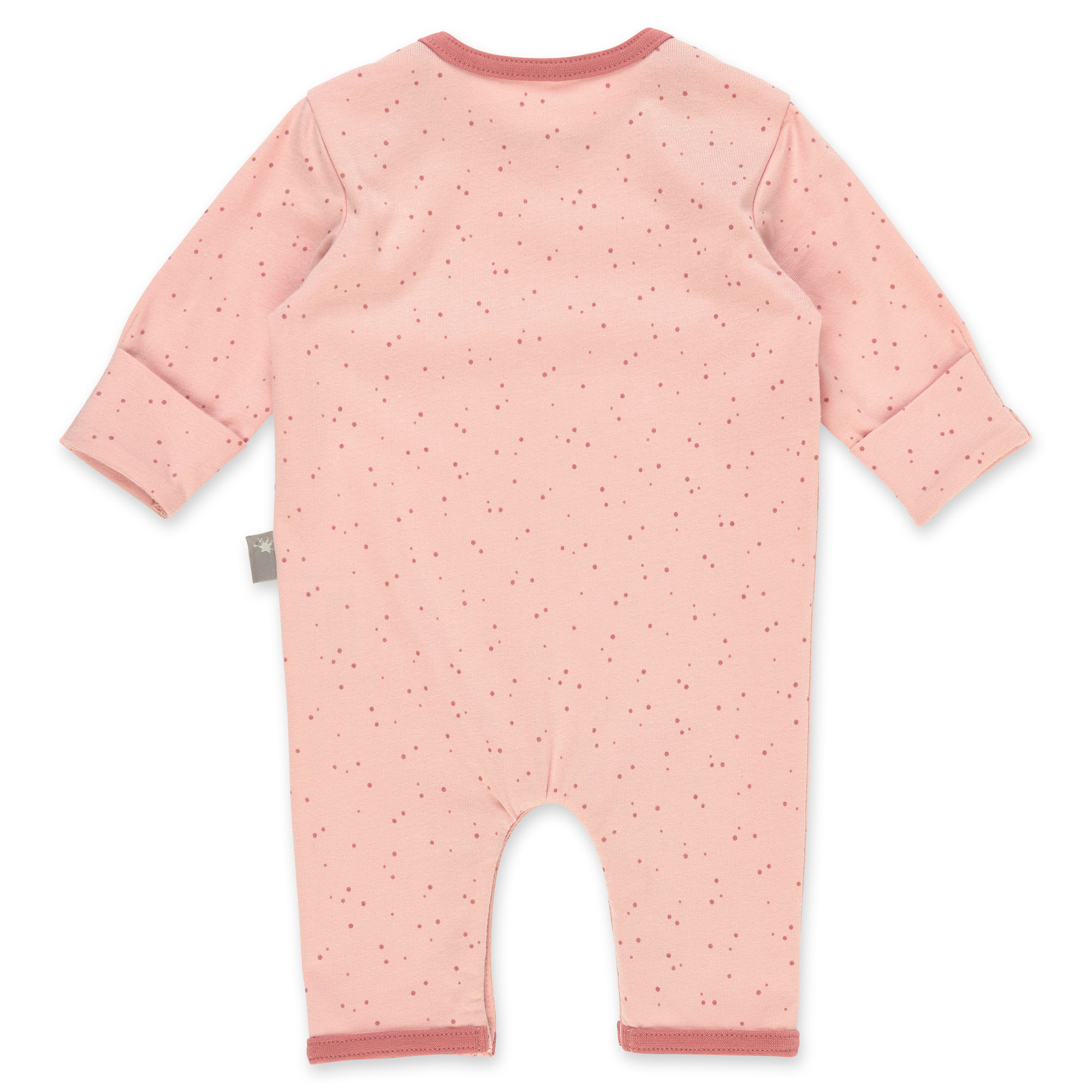 Long-sleeved baby romper overall fox, scratch mittens