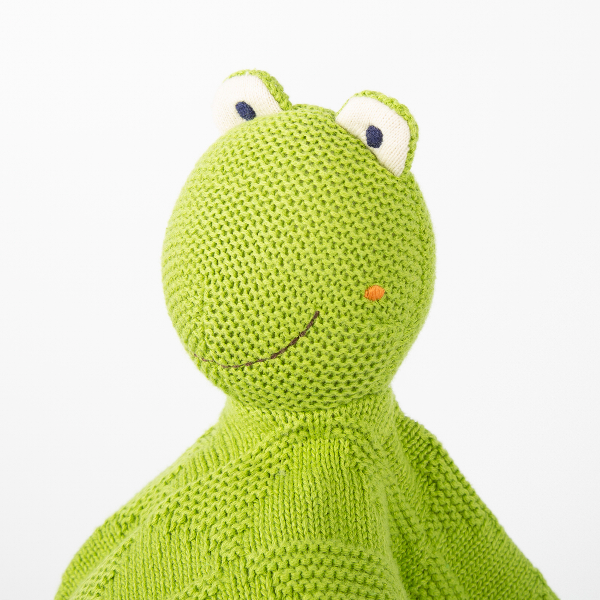 Large baby lovey frog, green, Knitted Love