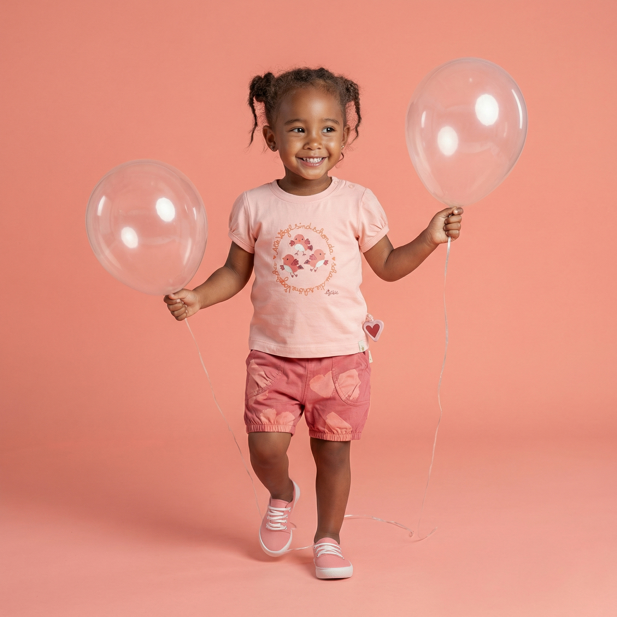 Pale pink baby T-shirt Spring Birds