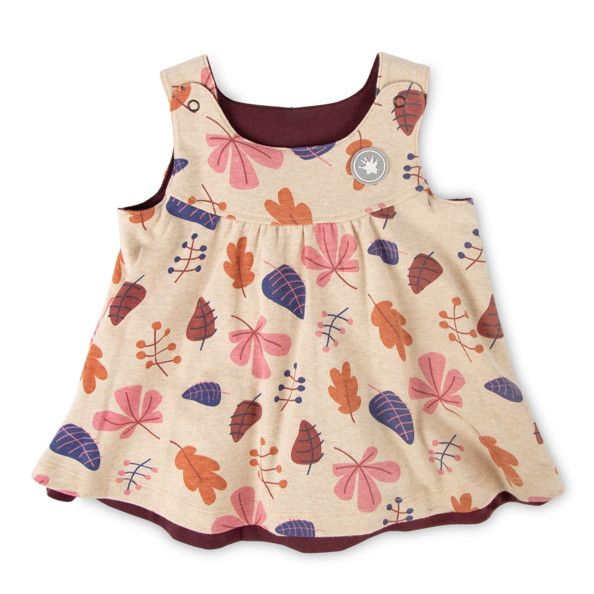 Baby Trägerkleid zum Wenden dunkelrot/Herbstprint Baby Trägerkleid zum Wenden dunkelrot/Herbstprint