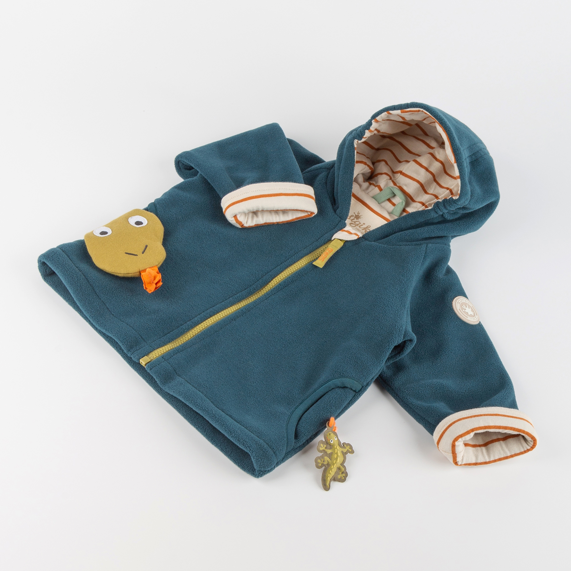 Hooded baby fleece jacket, lined, Jungle