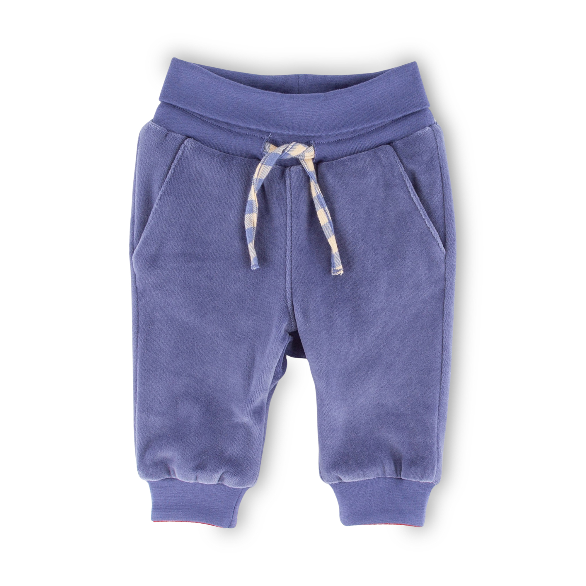 Reversible baby soft pants red striped/violet blue