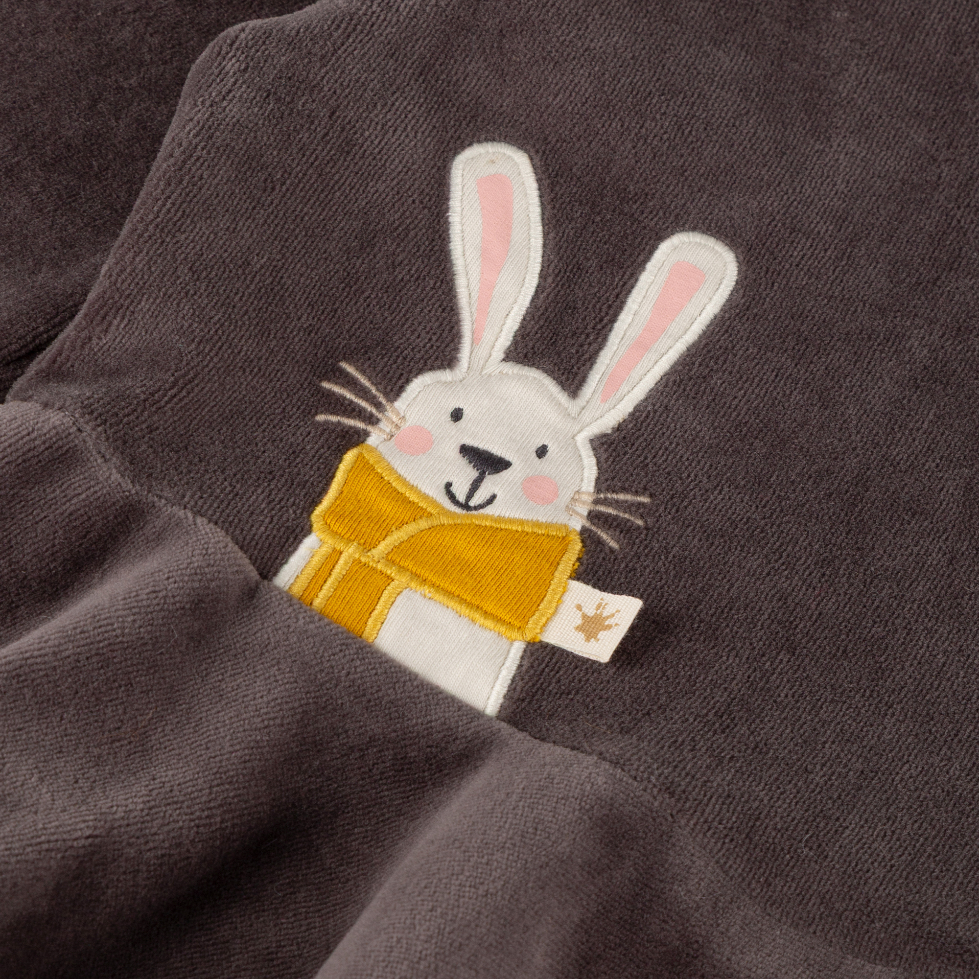 Twirly girls' velour dress Snow Bunny, dark grey