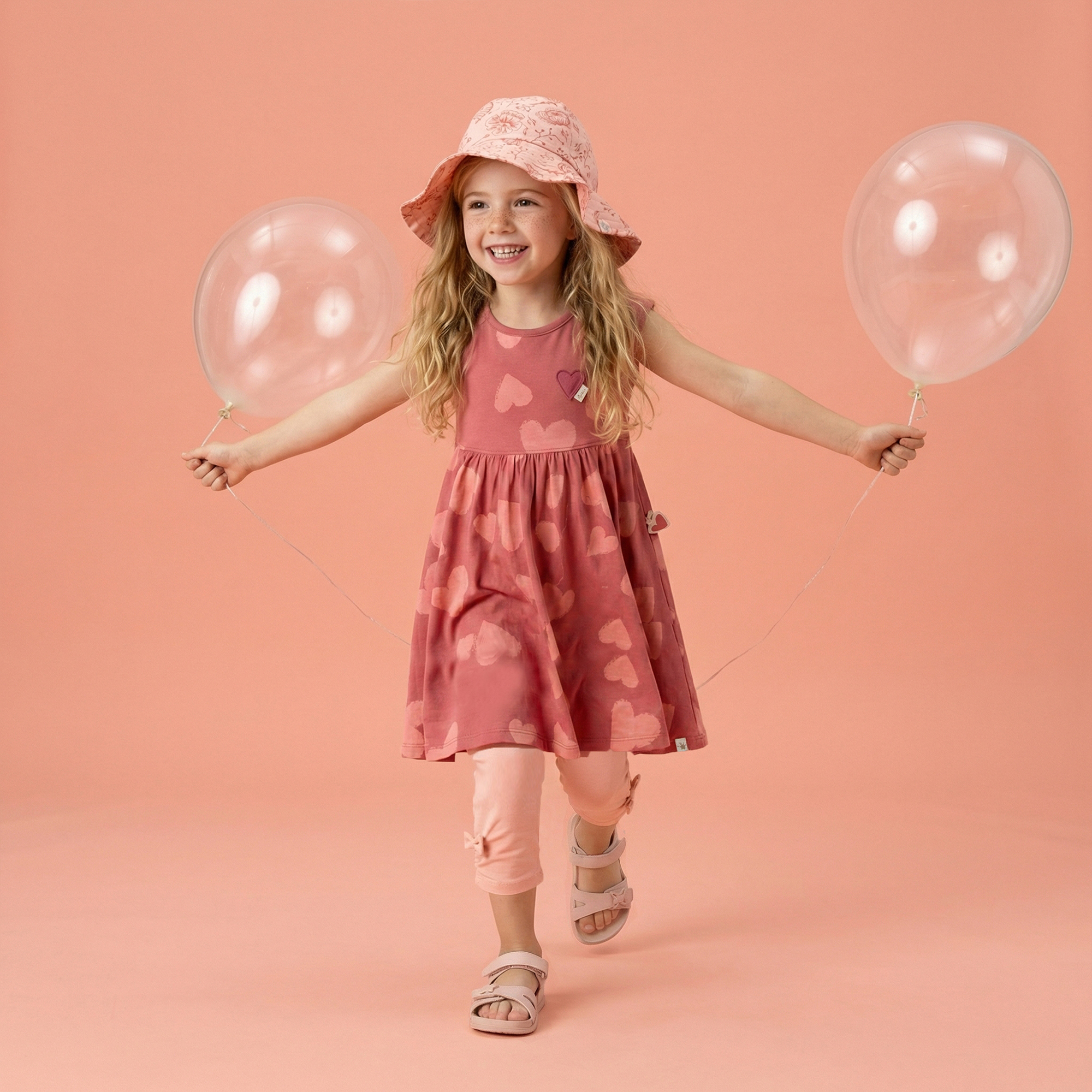 Kinder Capri-Leggings seitlich gerafft, rosa