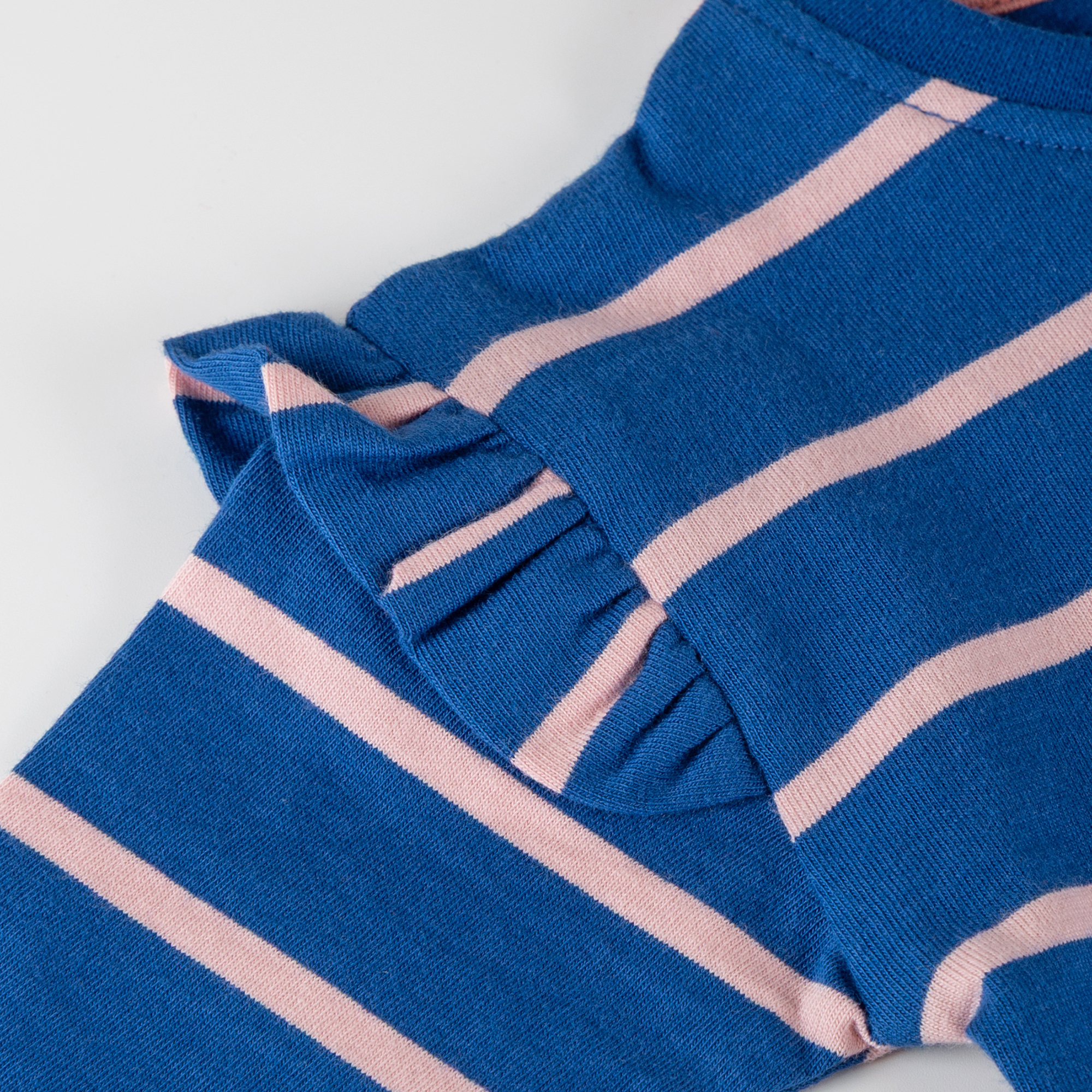 Baby Langarmshirt Dino, blau/hellrosa gestreift