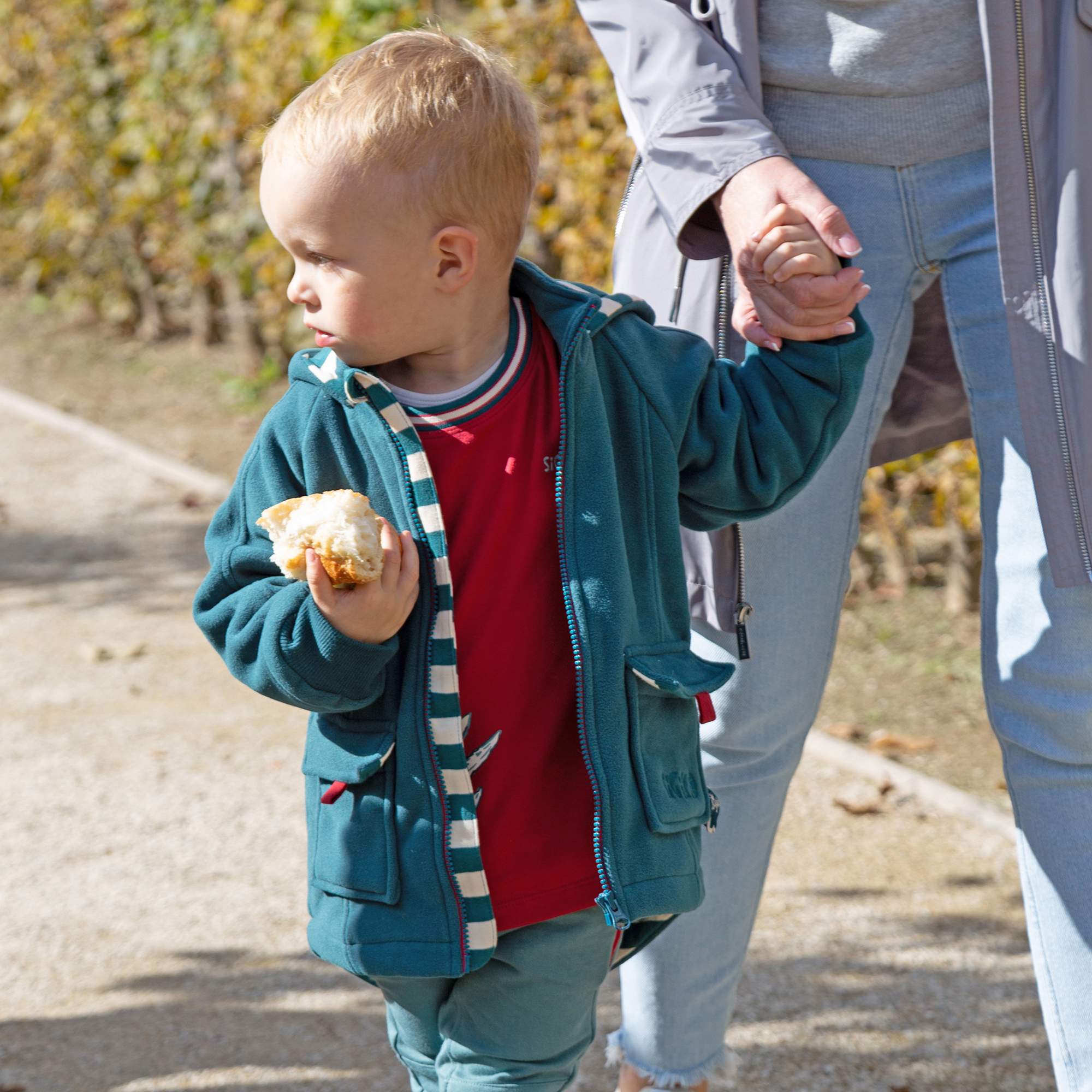 Kinder Fleecejacke mit Kapuze Dino World, grün