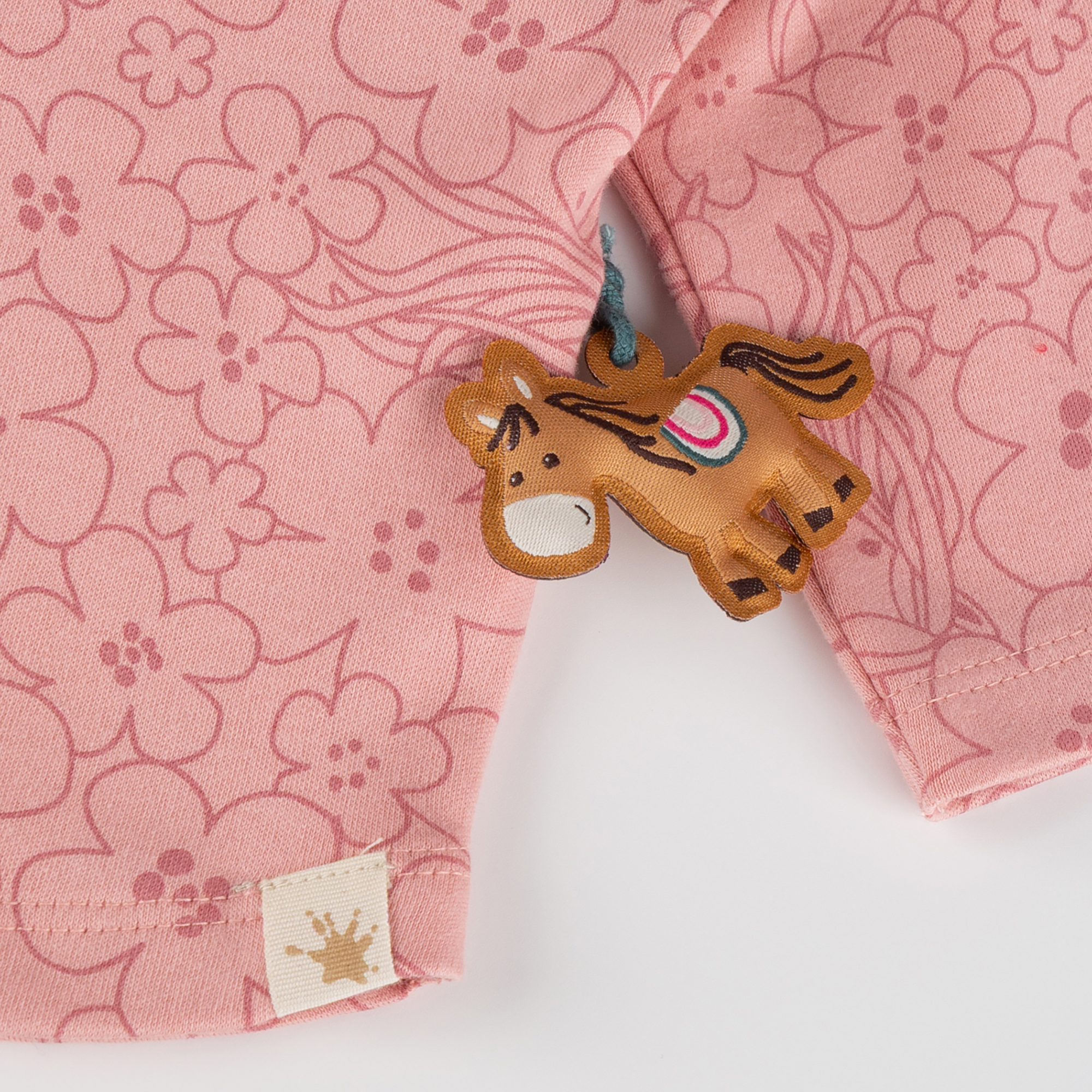 Baby Langarmshirt Pony Love, rosa Blumenprint