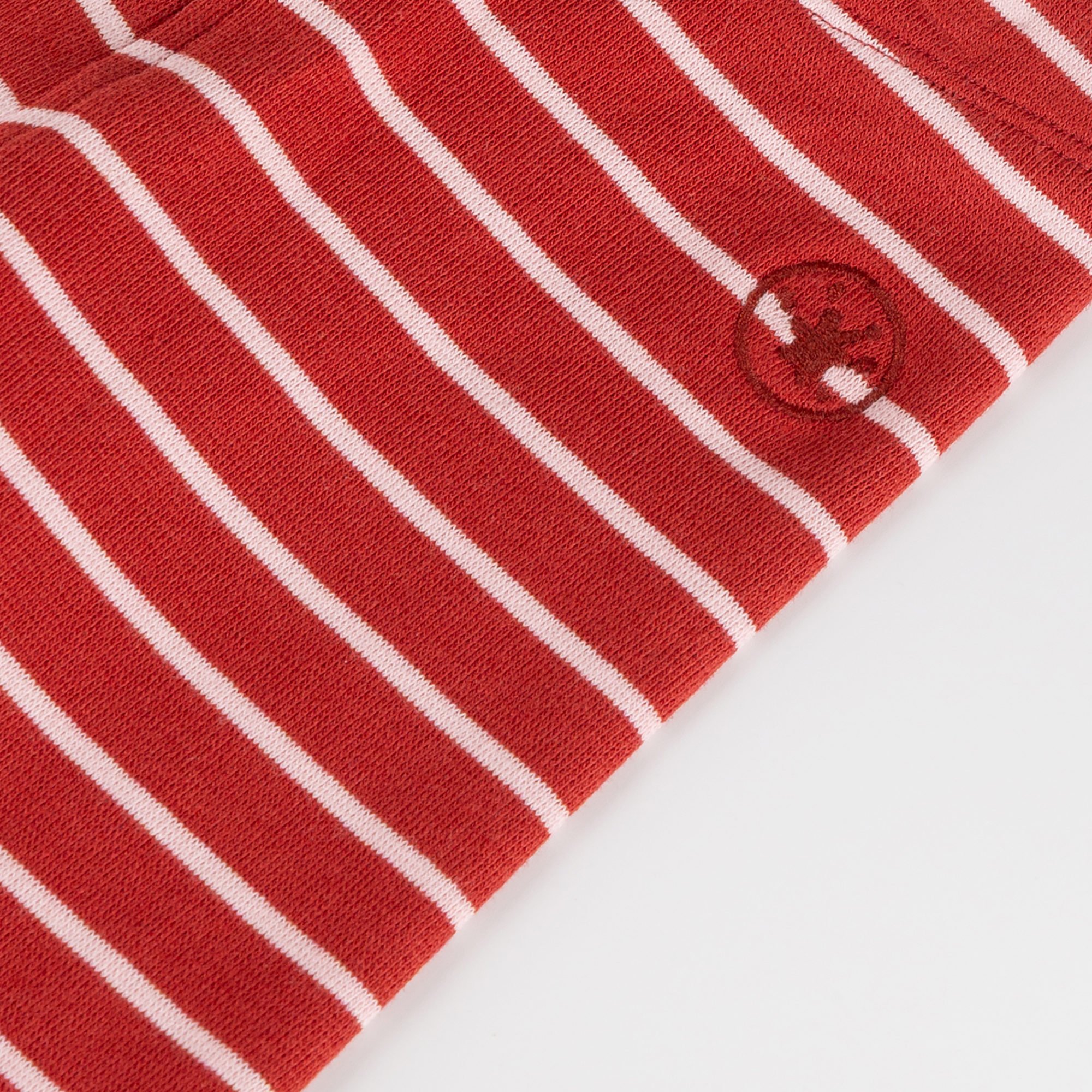 Baby rib knit leggings, red/pastel pink striped
