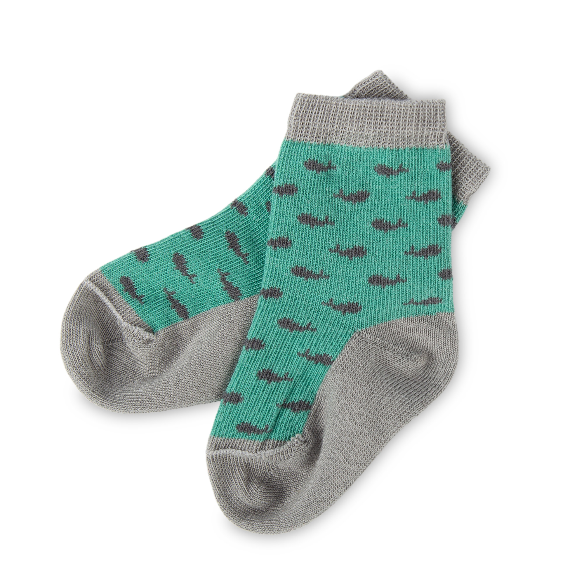 Set of 3 different pairs of baby socks, jade green/grey/orange Set of 3 different pairs of baby socks, jade green/grey/orange