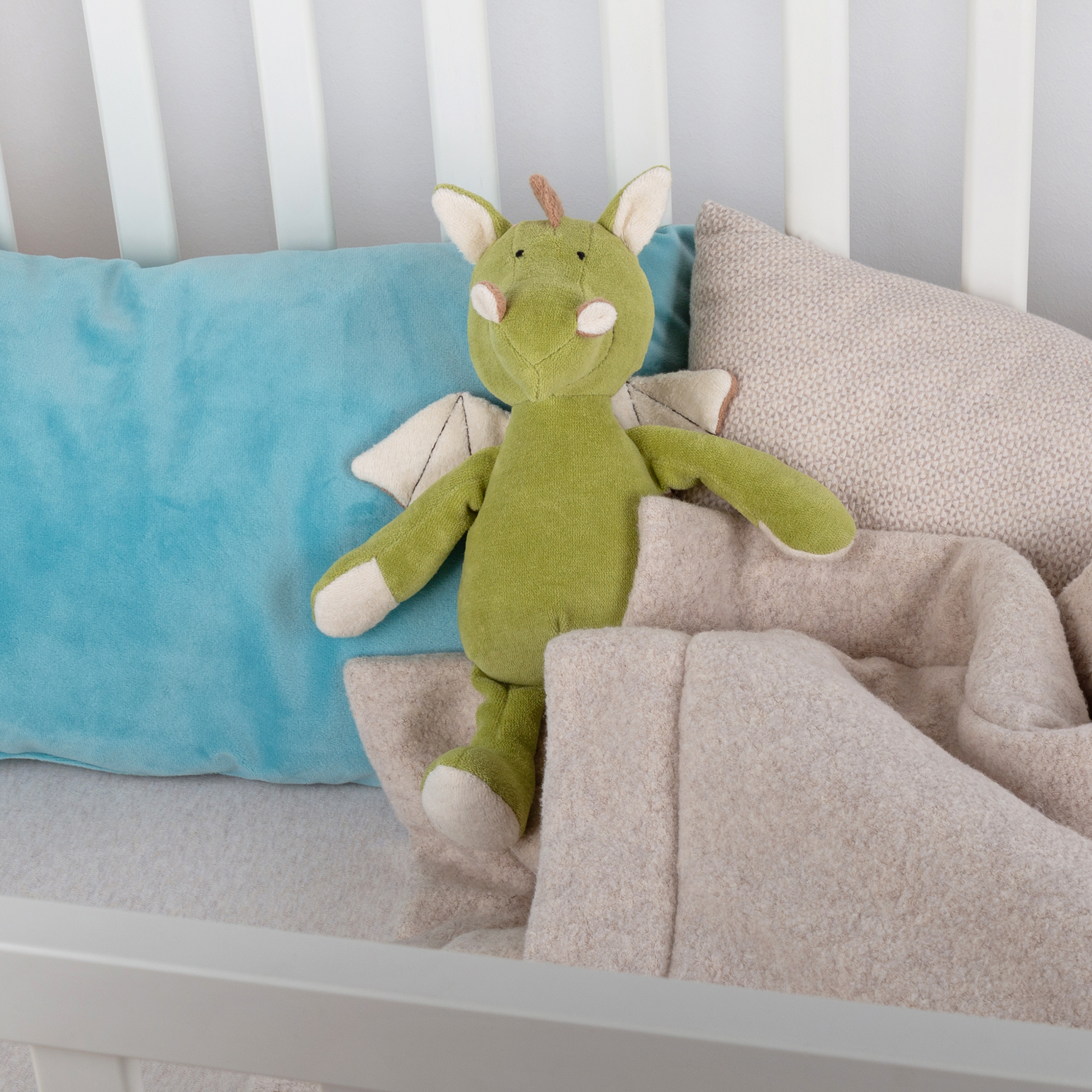 Organic soft toy dragon, Green