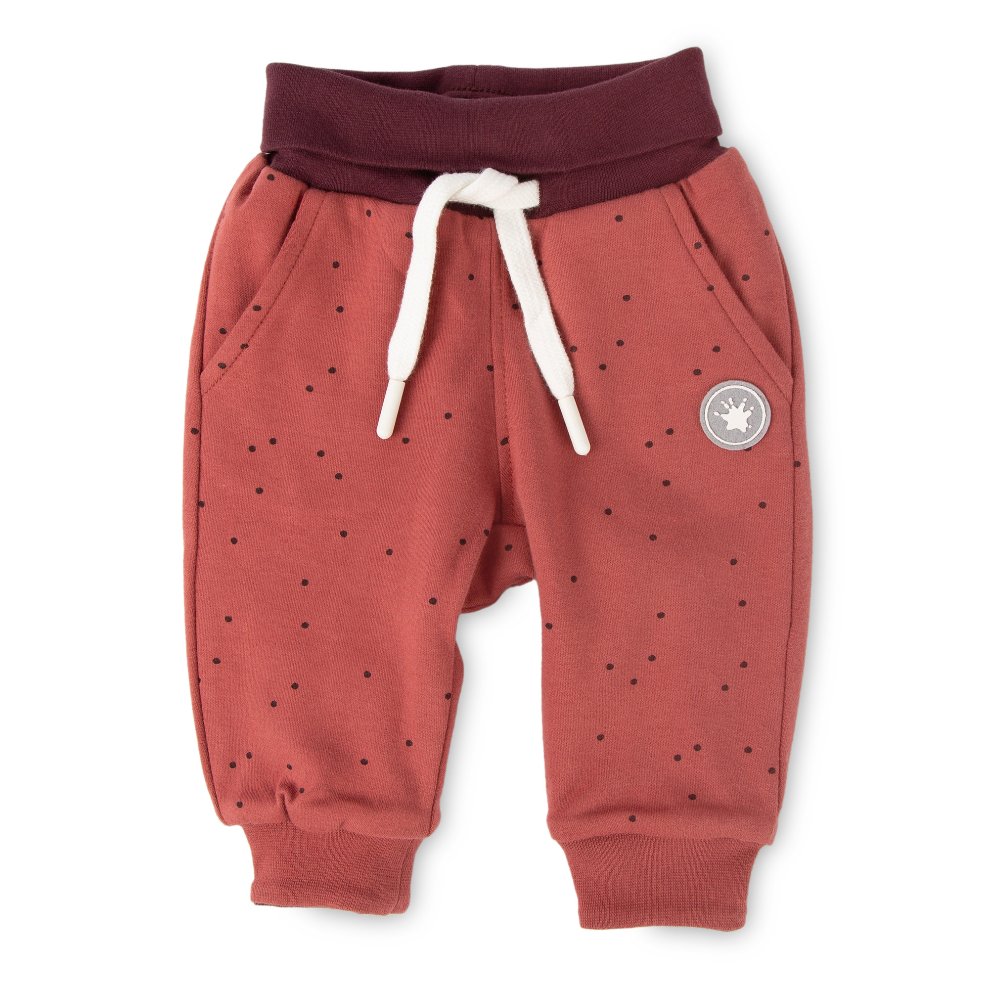 Reversible baby soft pants, burgundy red/copper brown