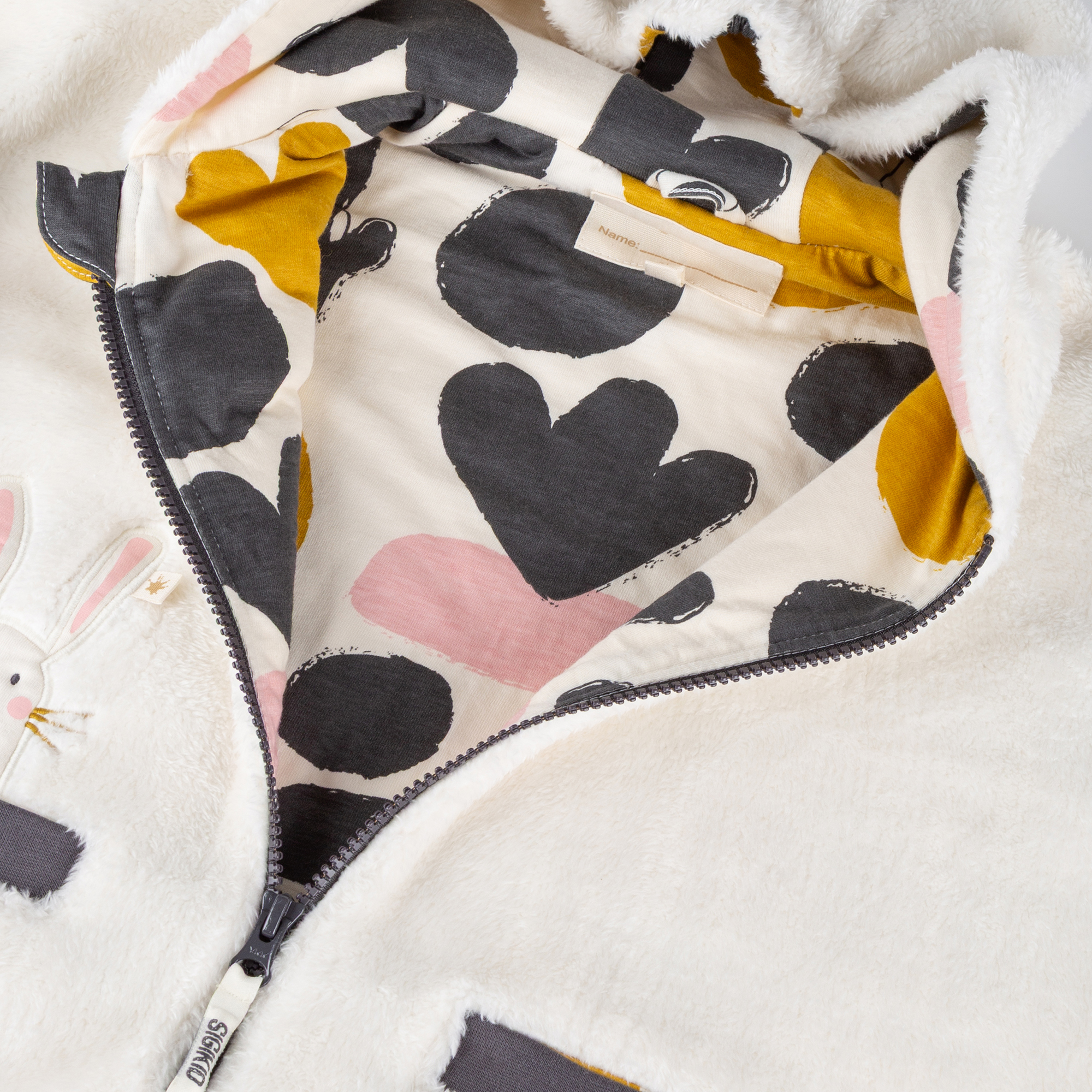 Children's sherpa fleece poncho Snow Bunny, lined, hooded