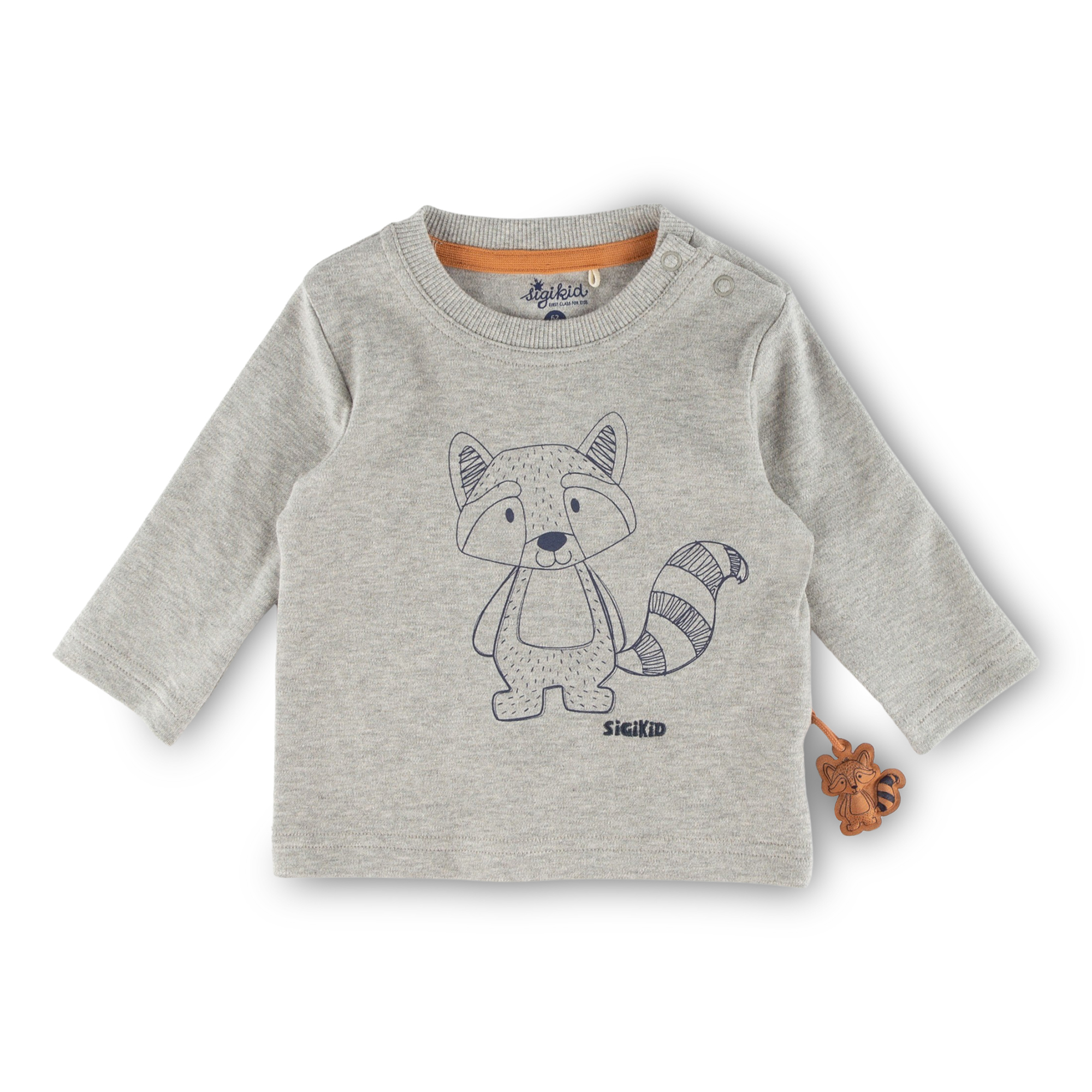 Baby Langarmshirt mit Waschbären Motiv, grau