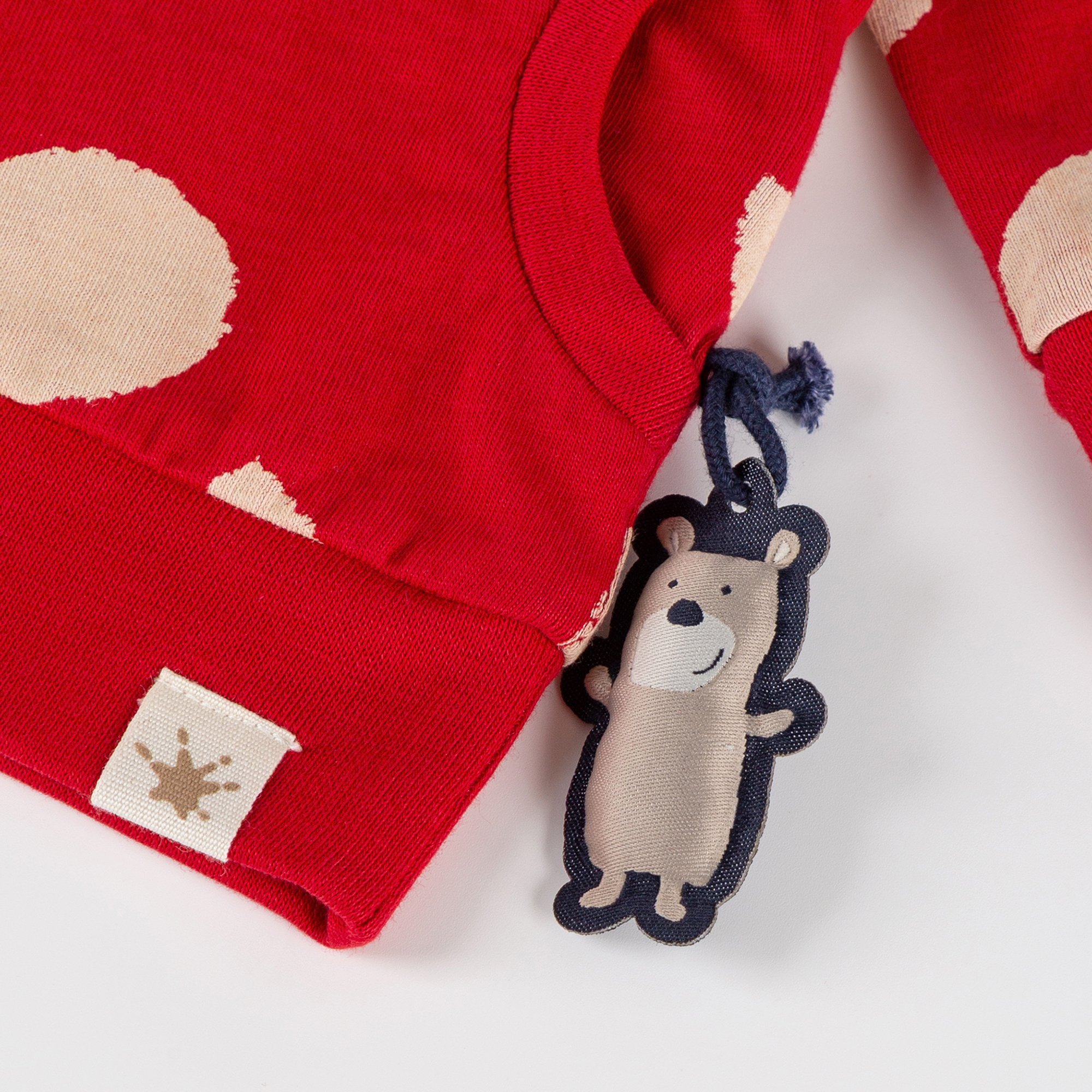 Rotes Baby Langarmshirt mit Taschen, bedruckt