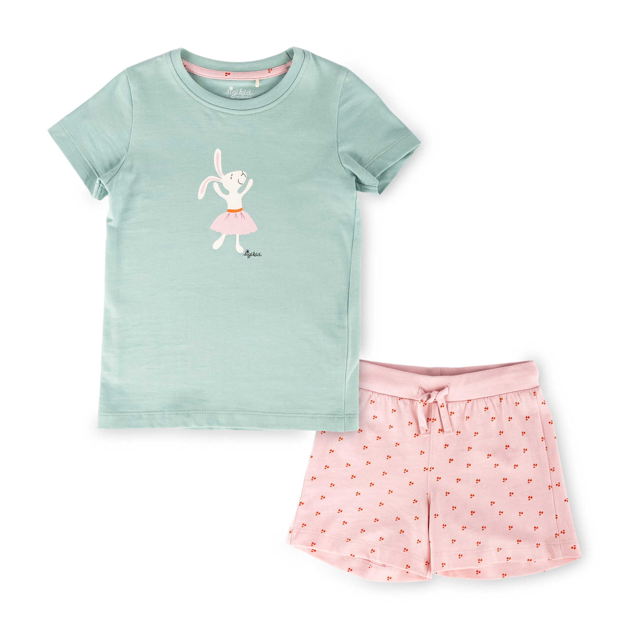 Children's shorty pyjamas bunny, pale green/pink