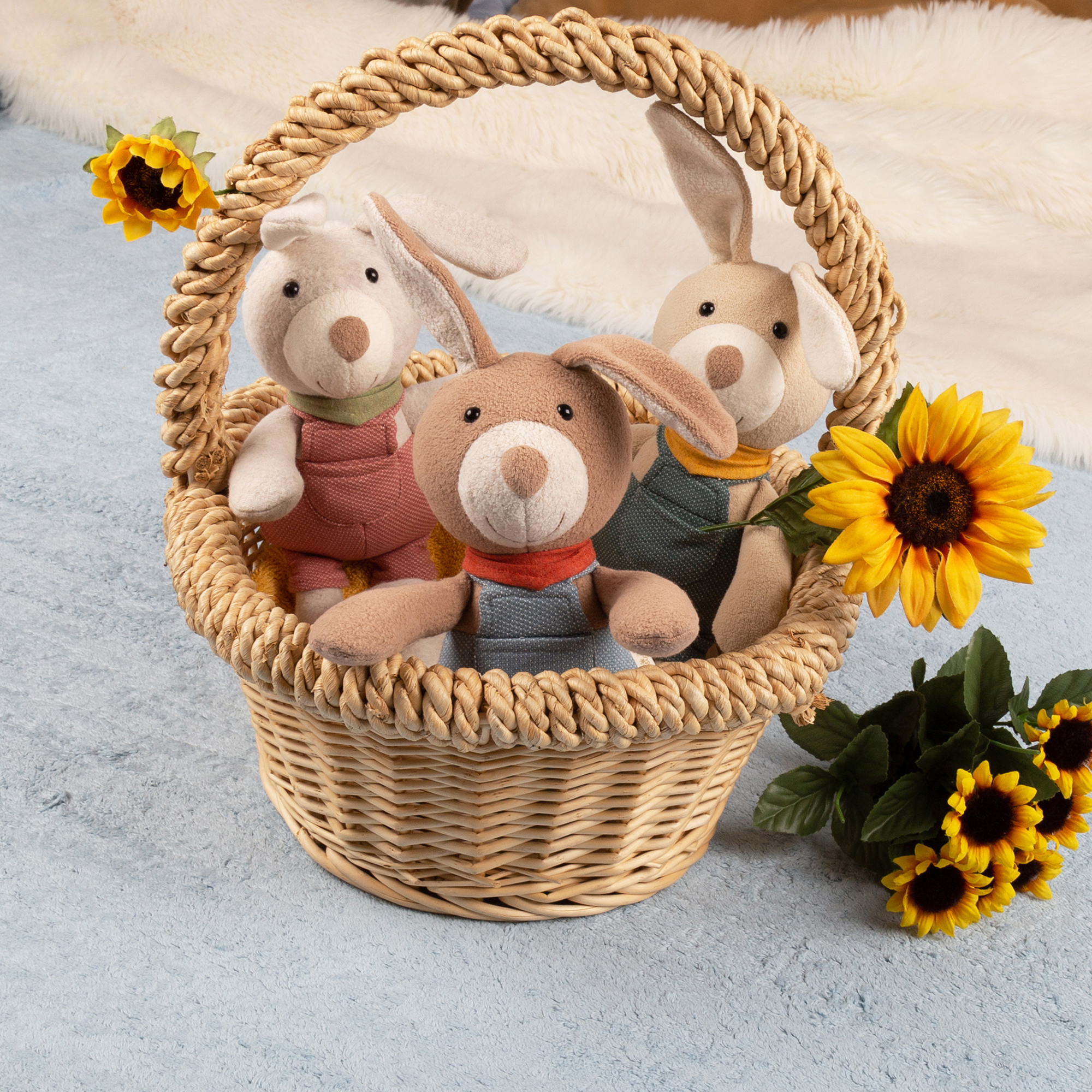 Dungarees plush bunny, teal green Dungarees plush bunny, teal green