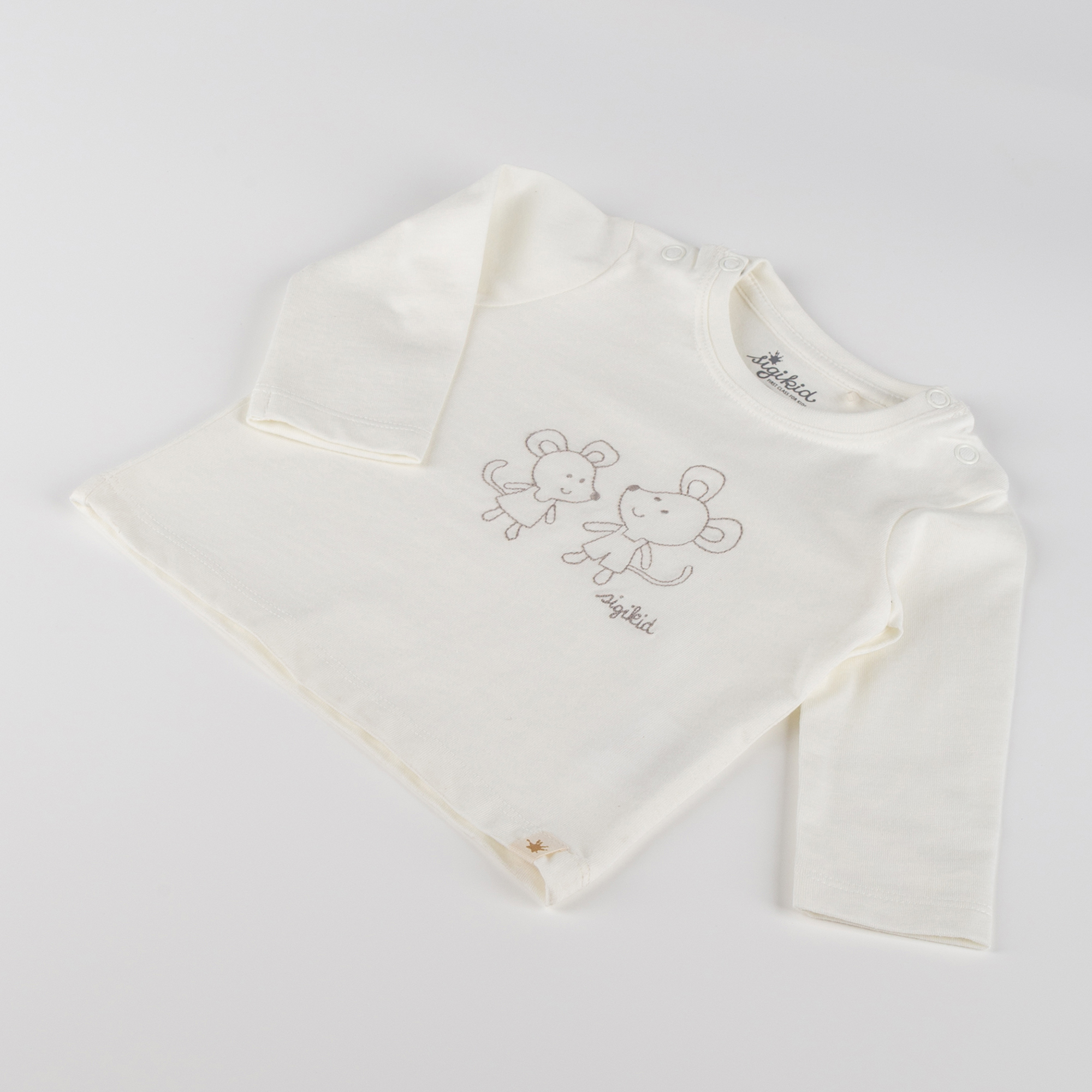 Newborn baby long sleeve Tee mouse, cream white