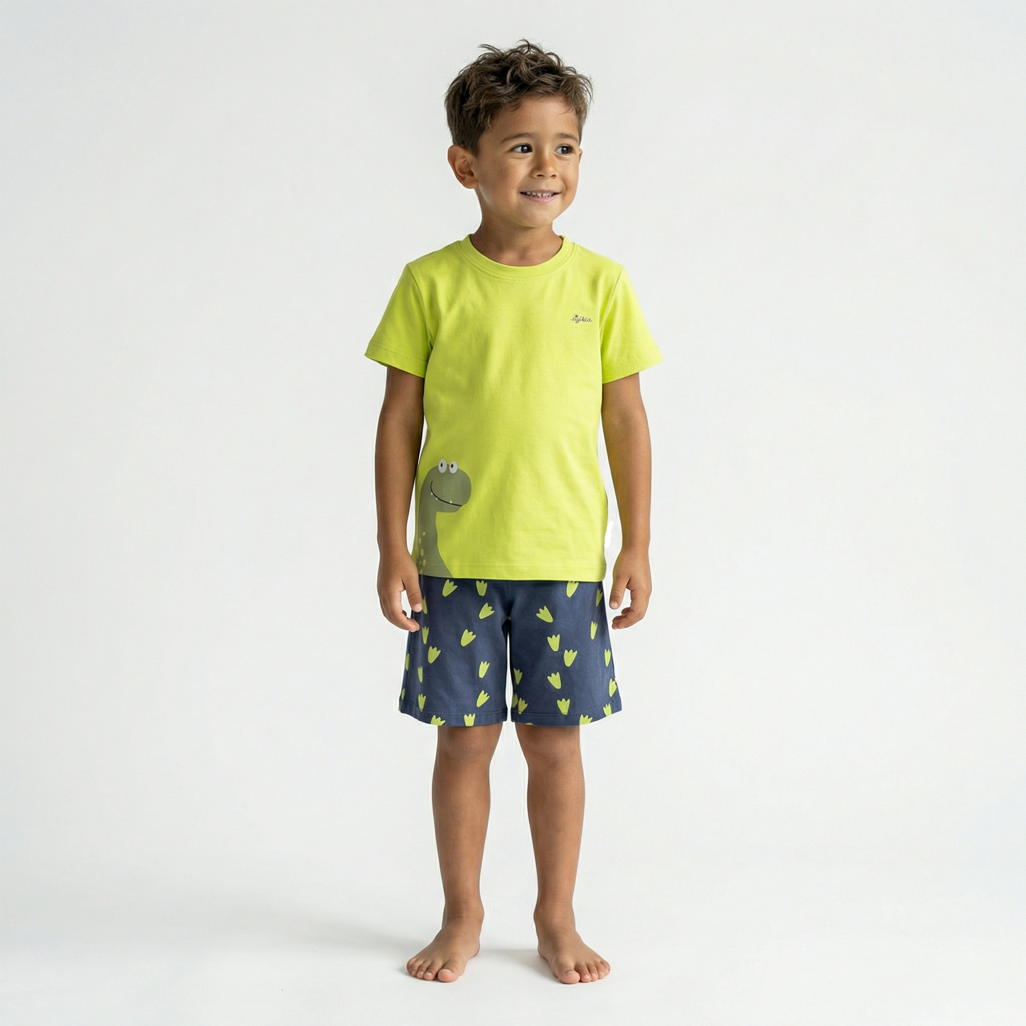 Kurzer Kinder Pyjama Dino, hellgrün