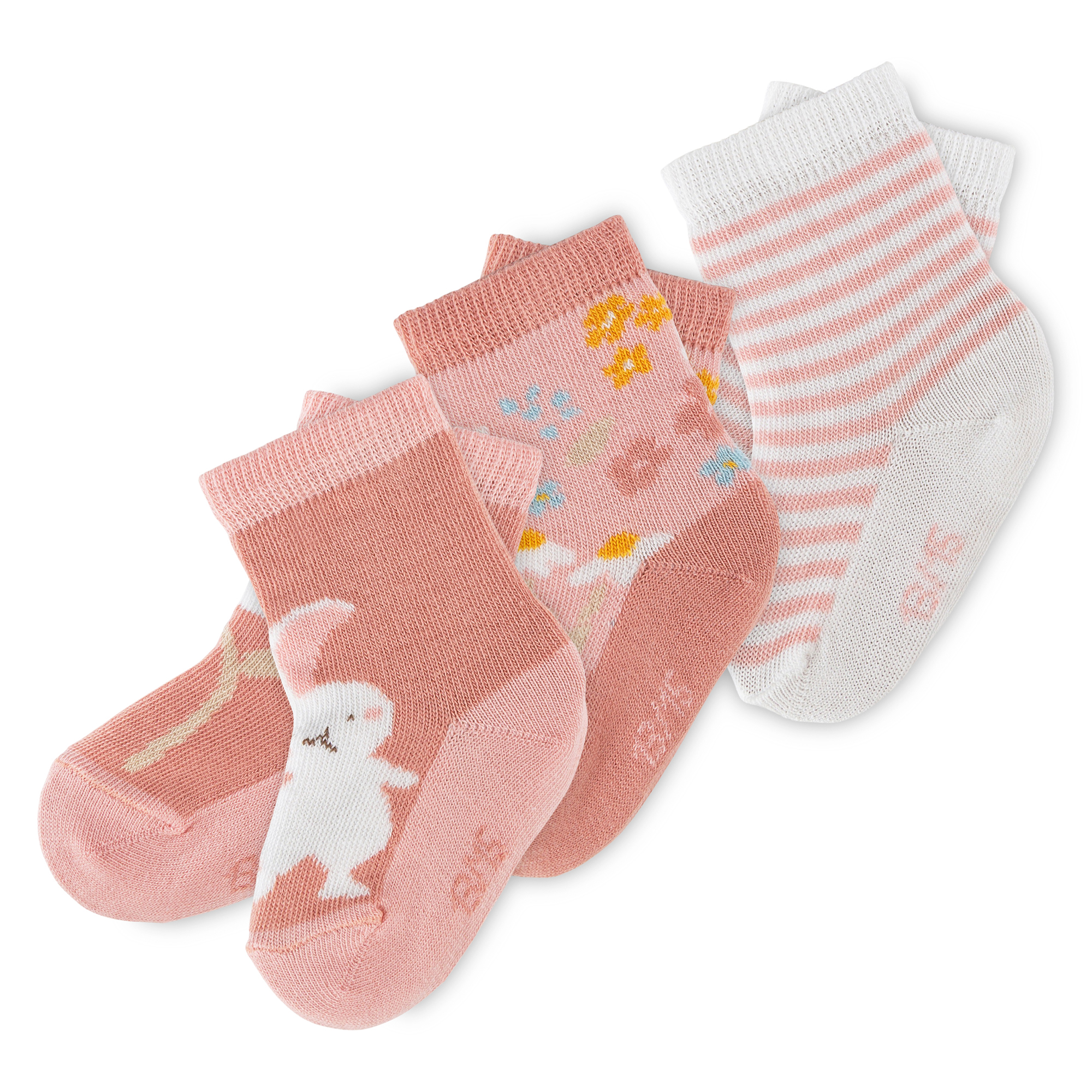 Newborn baby socks, 3-pair-set, pink
