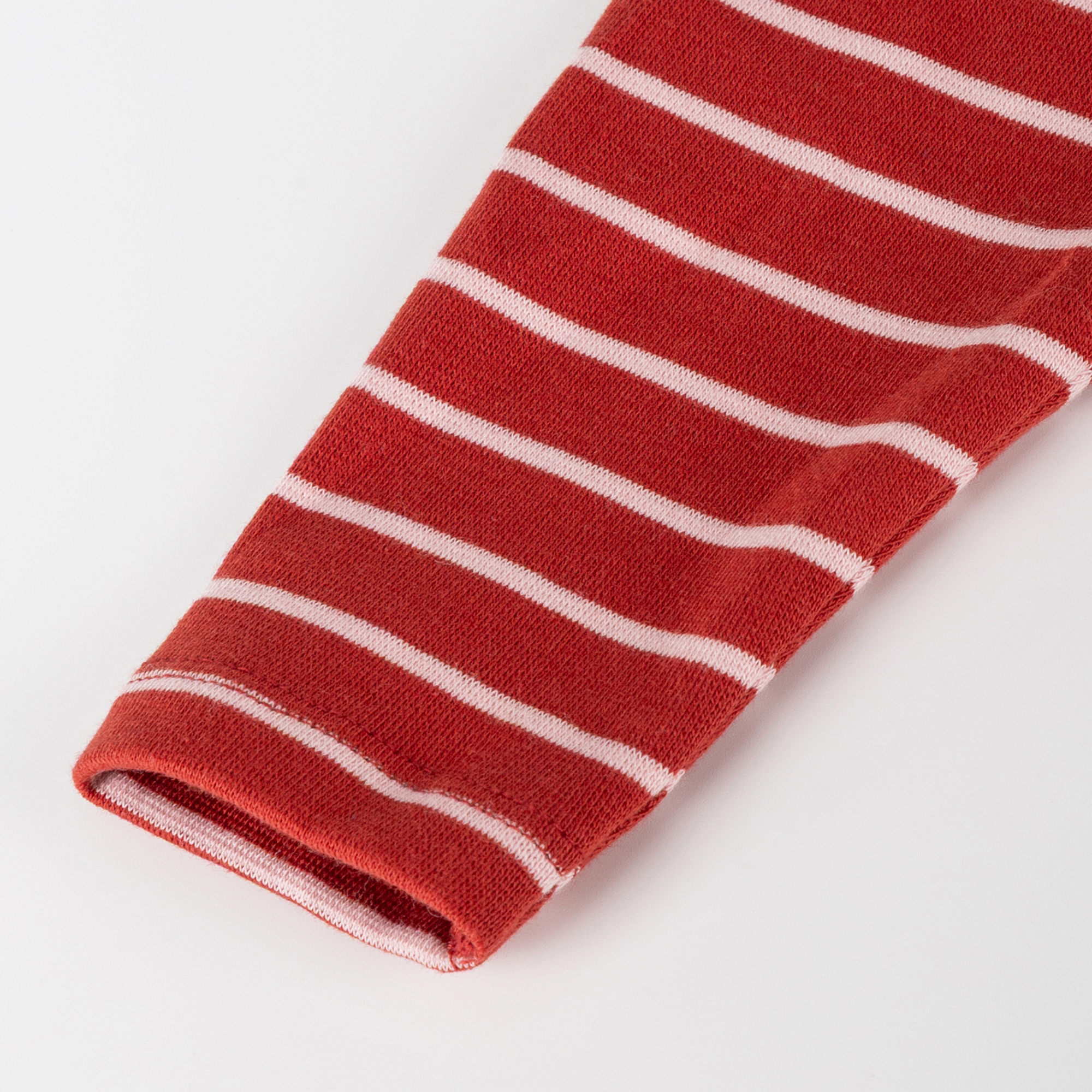 Baby rib knit leggings, red/pastel pink striped