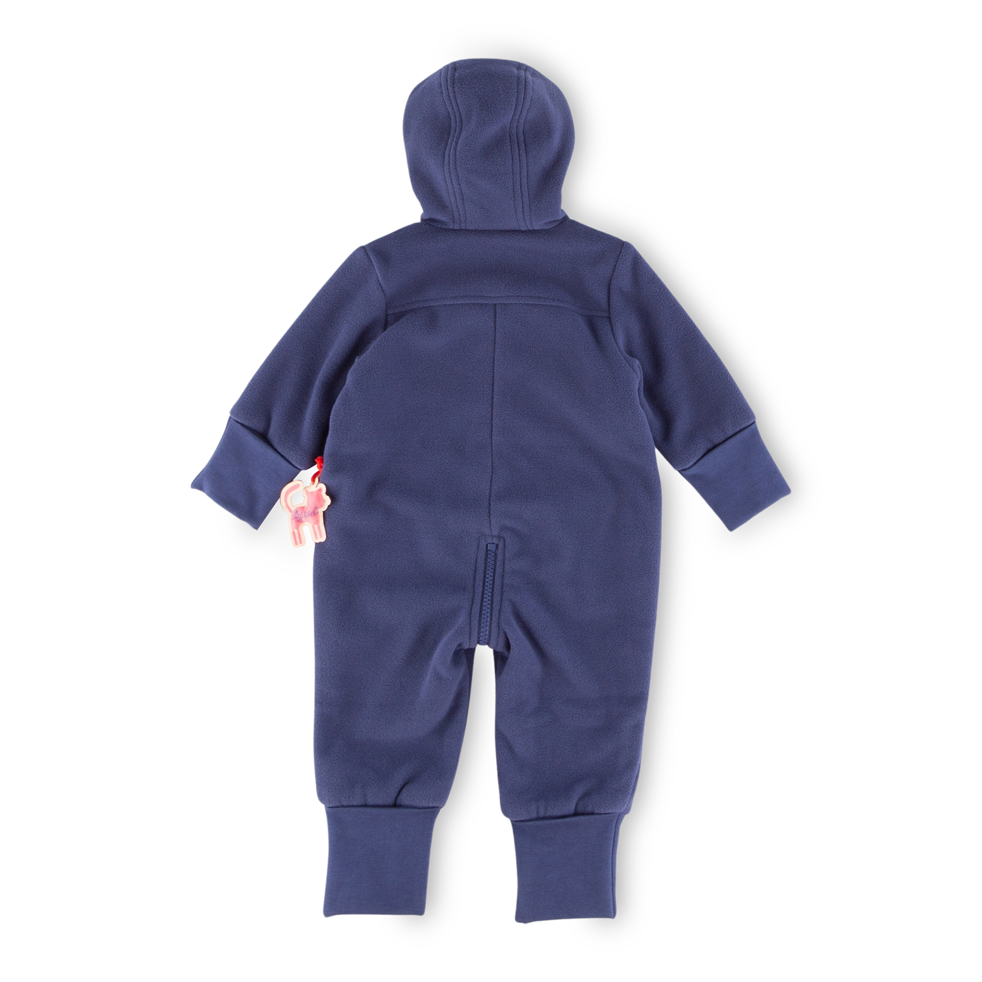 Baby Fleece Overall Katze, dunkelblau