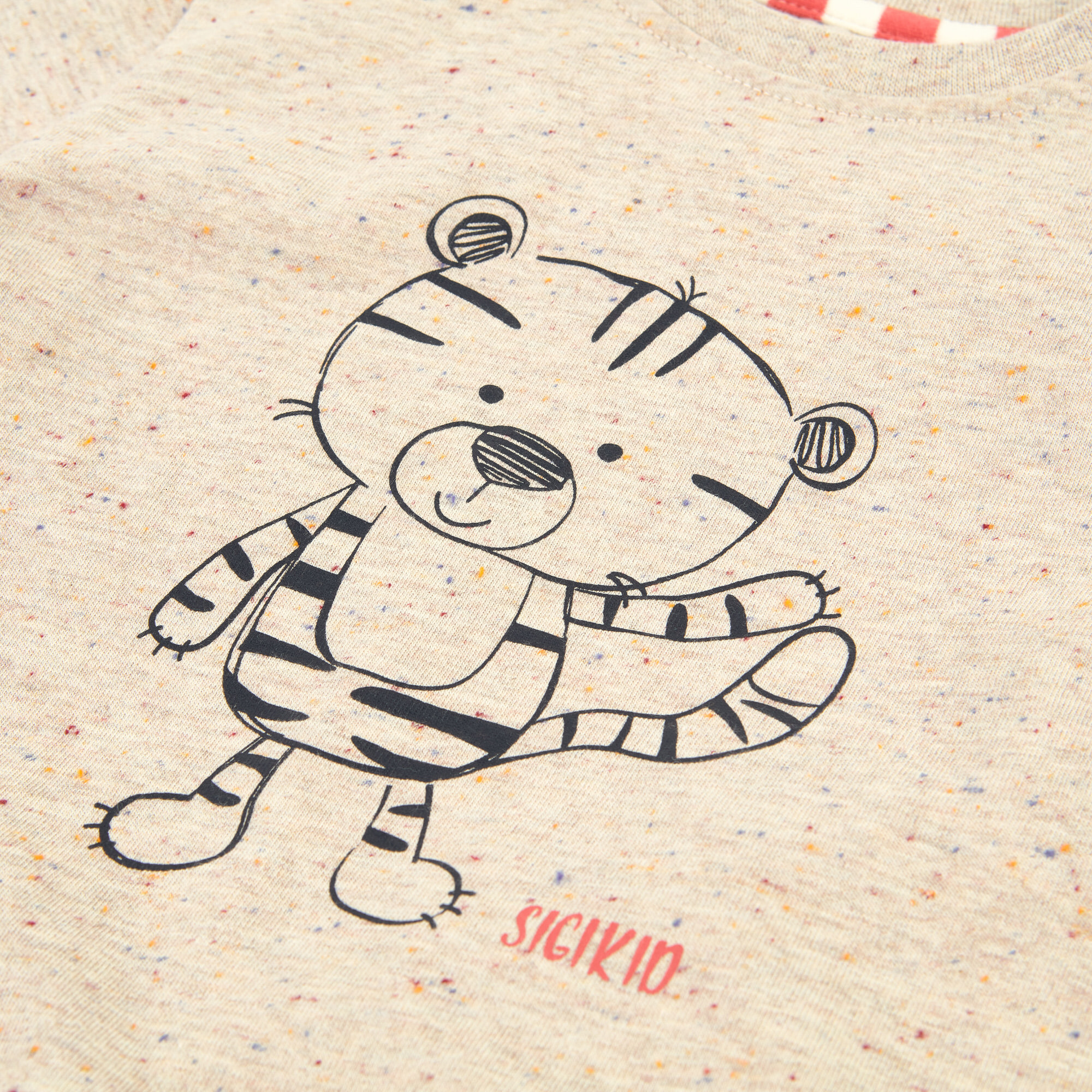 Kurzer Kinder Sommer Schlafanzug Tiger, hell meliert-pink Kurzer Kinder Sommer Schlafanzug Tiger, hell meliert-pink