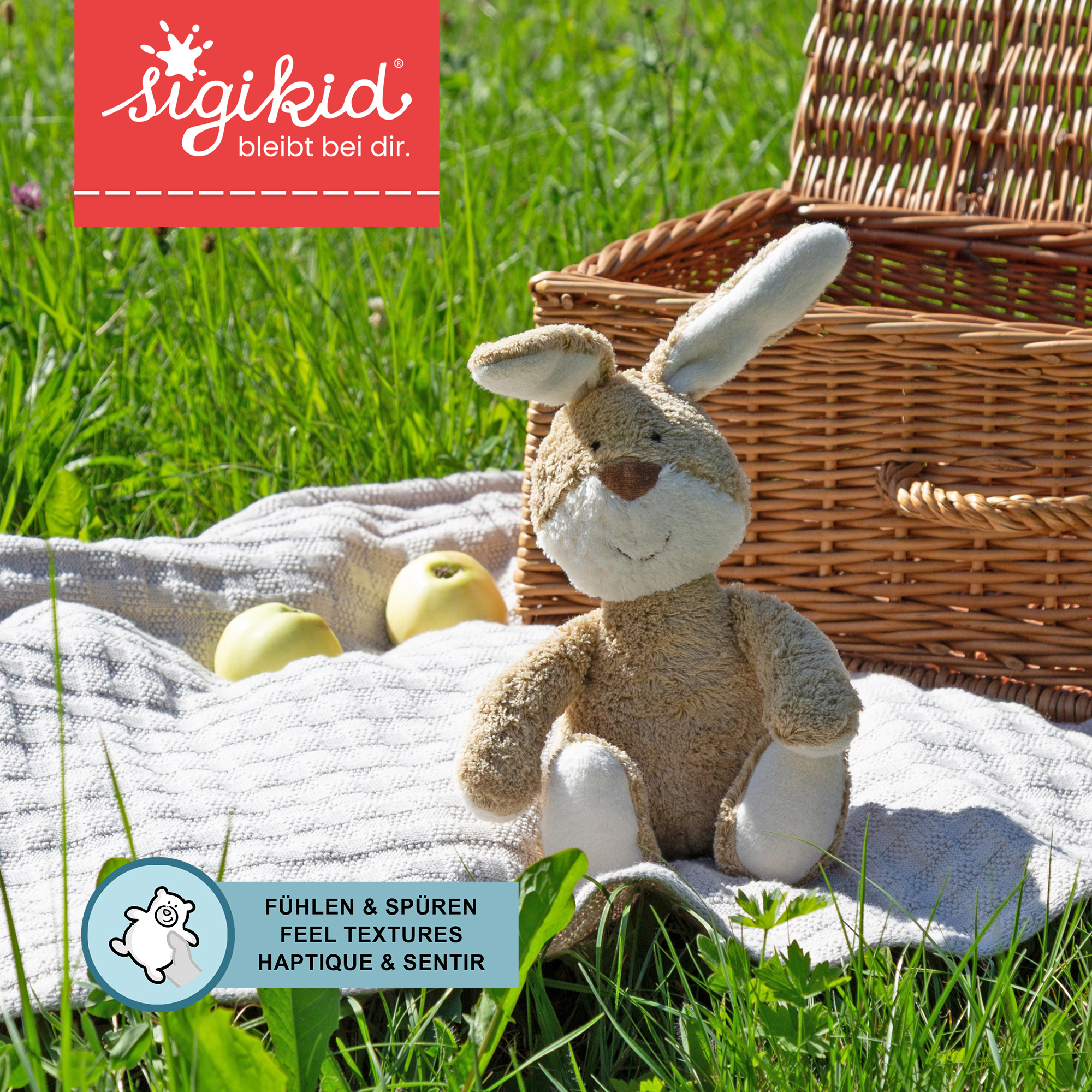 Organic soft toy bunny, Green