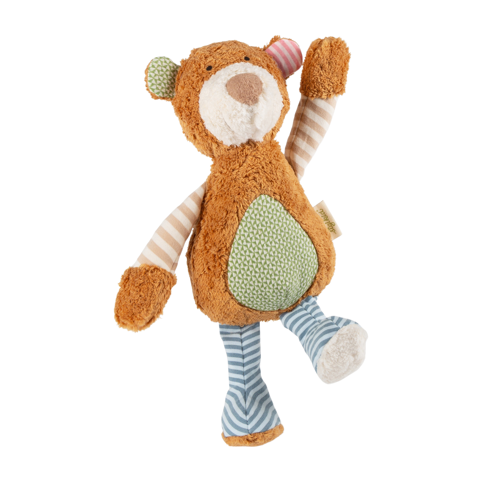 Plush toy patchwork bear, organic Green