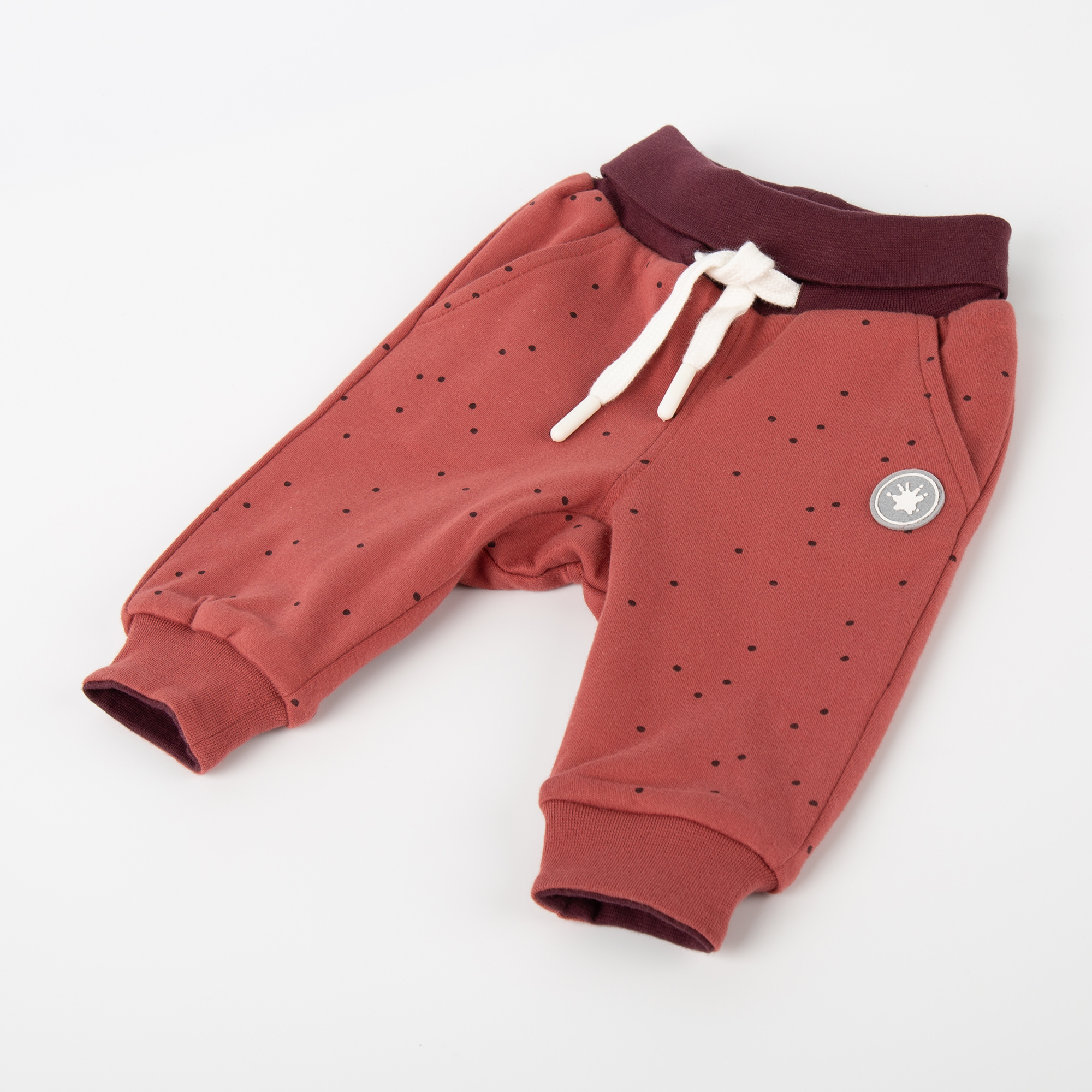 Reversible baby soft pants, burgundy red/copper brown