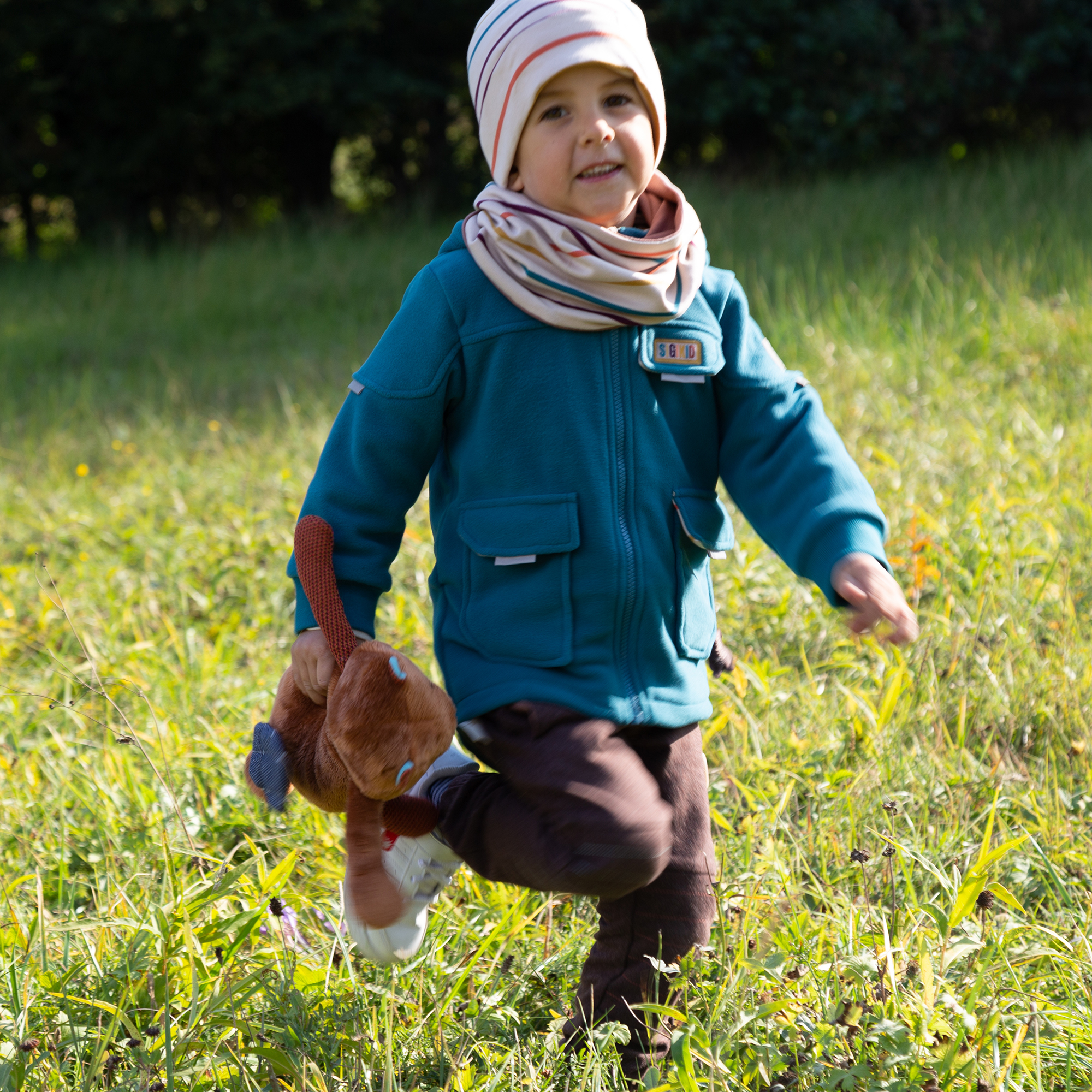 Hooded children's fleece jacket, lined, Winter Animals