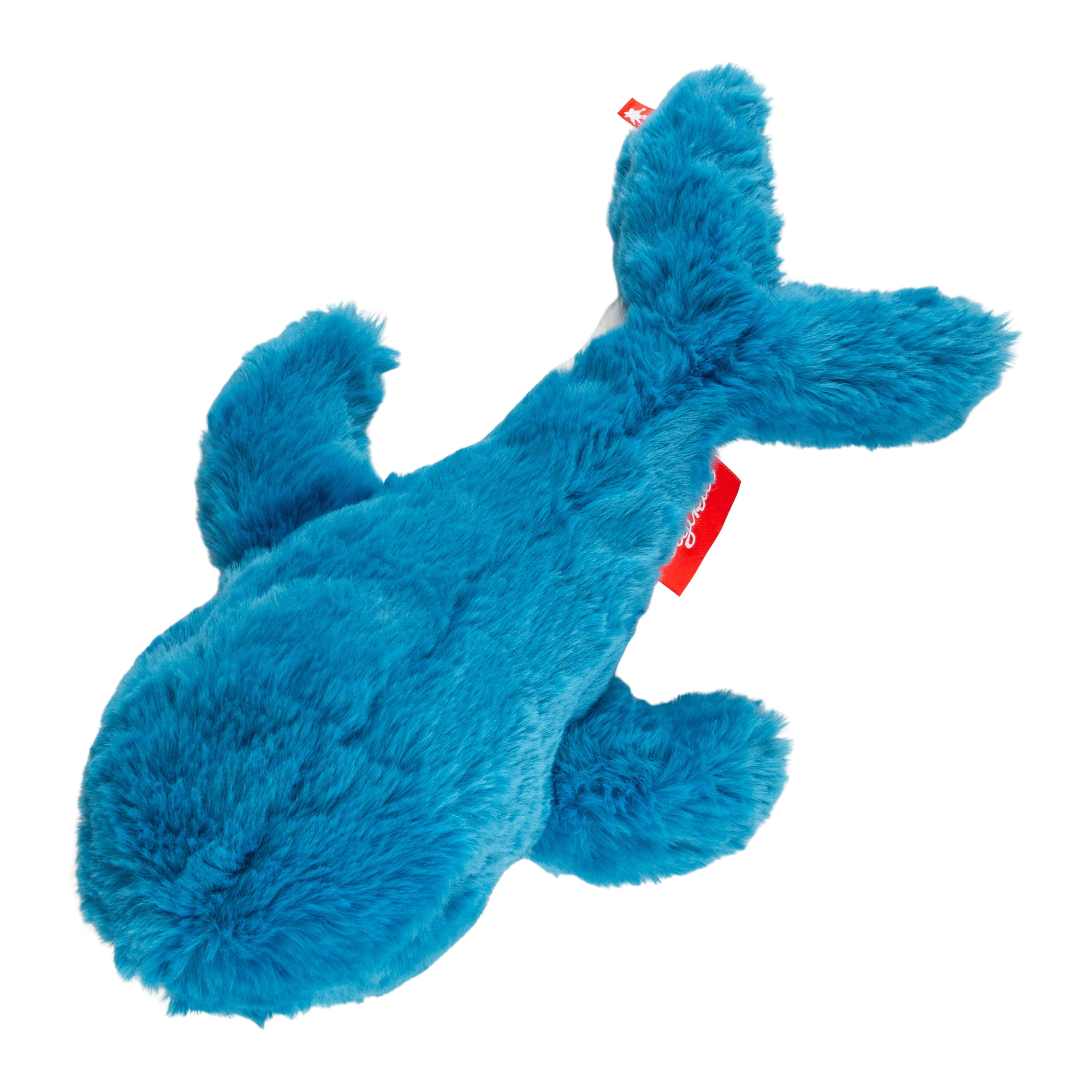 Silky soft plush toy whale, blue/white