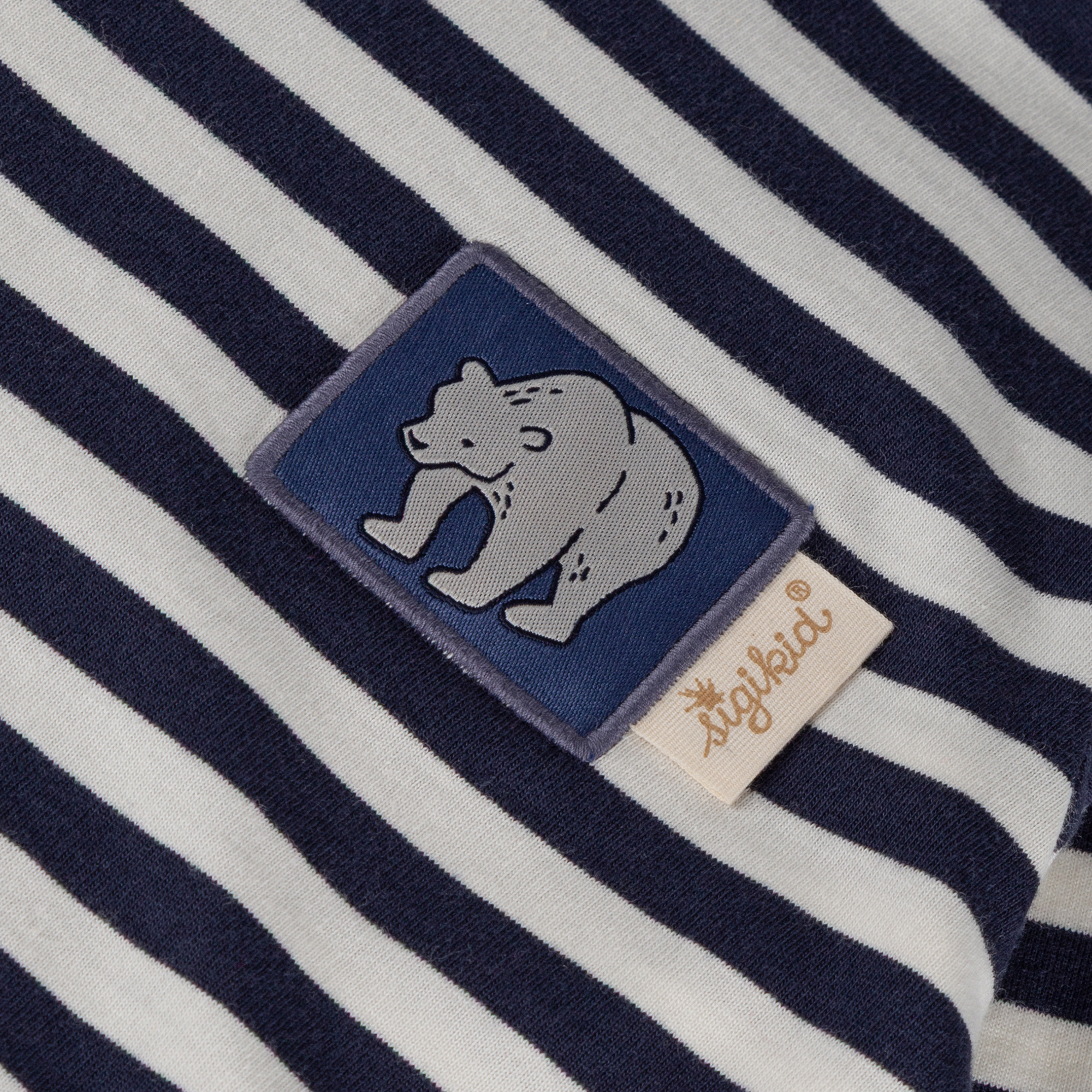 Kinder Langarmshirt Eisbär Polar Friends, blau/weiß geringelt Kinder Langarmshirt Eisbär Polar Friends, blau/weiß geringelt