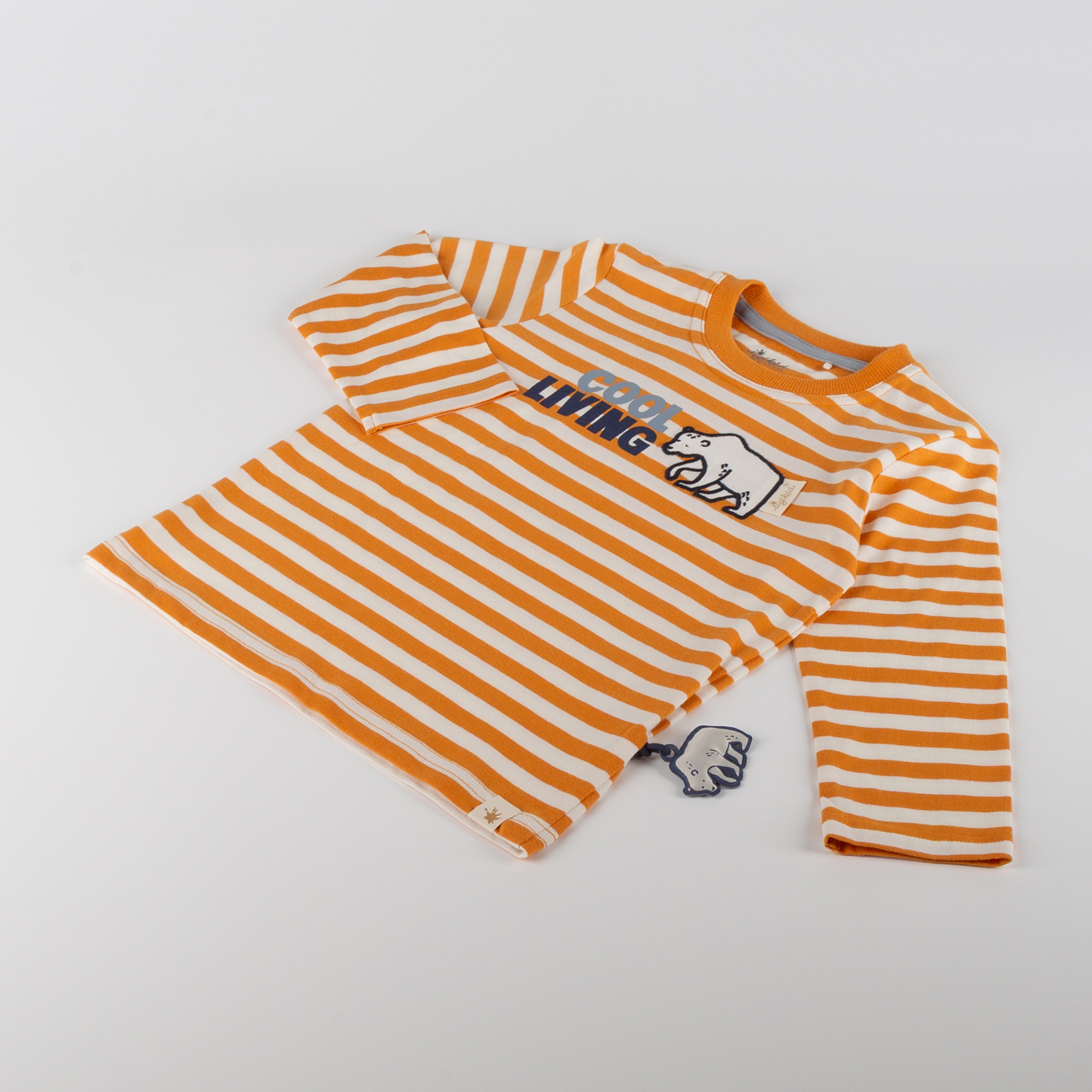 Kinder Langarmshirt Eisbär Polar Friends, gelb/weiß geringelt Kinder Langarmshirt Eisbär Polar Friends, gelb/weiß geringelt