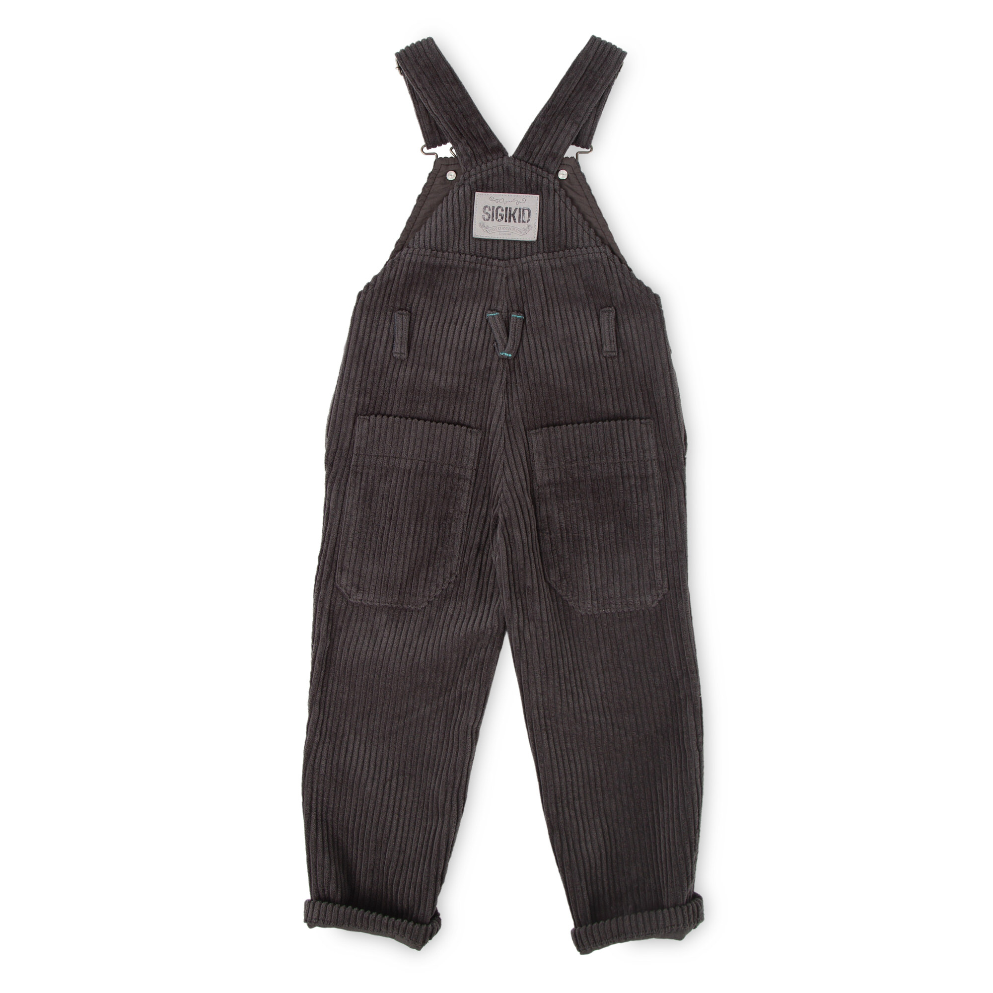 Kids' corduroy dungarees with adjustable straps, dark grey Kids' corduroy dungarees with adjustable straps, dark grey