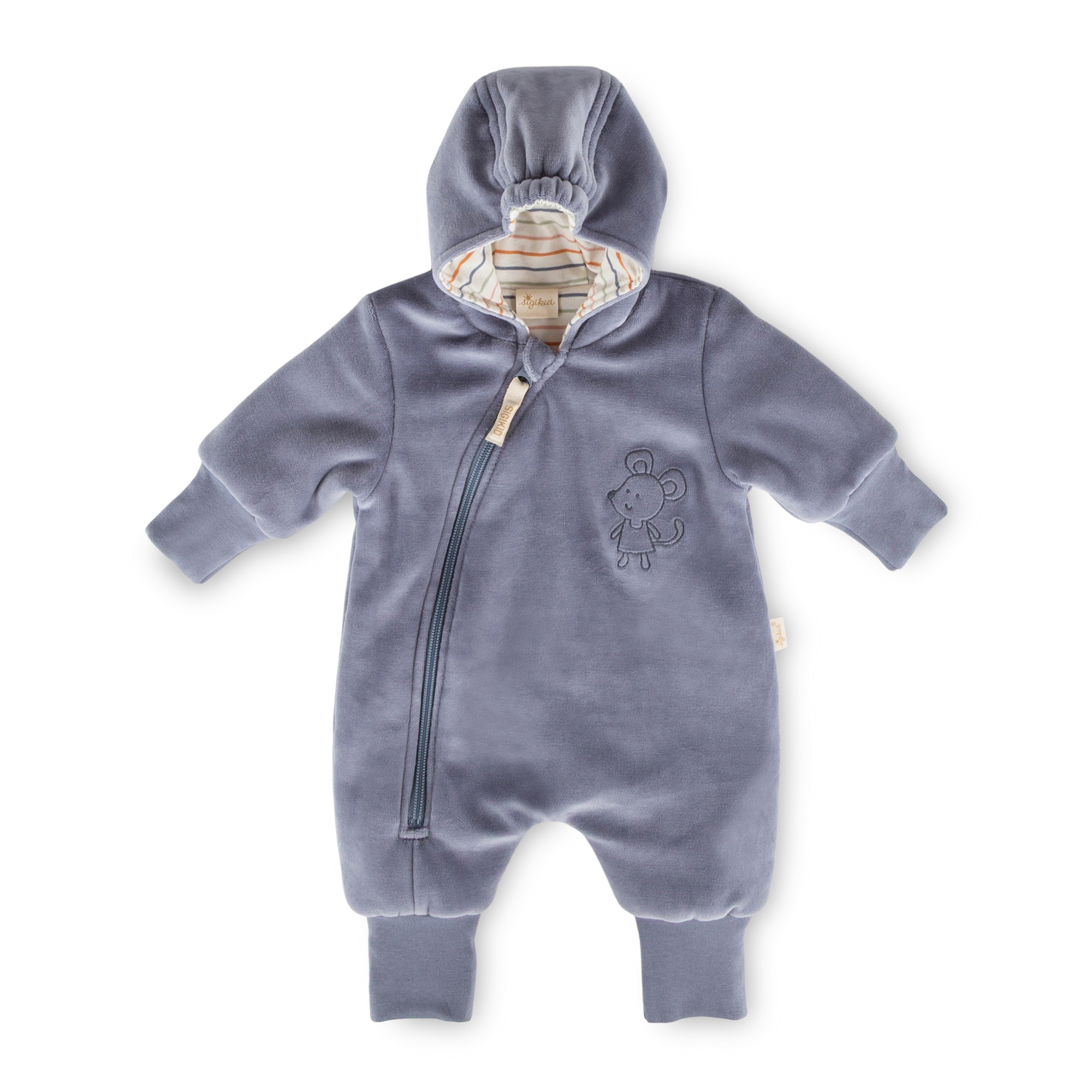Newborn baby velour overall, foldable cuffs, wadded, blue
