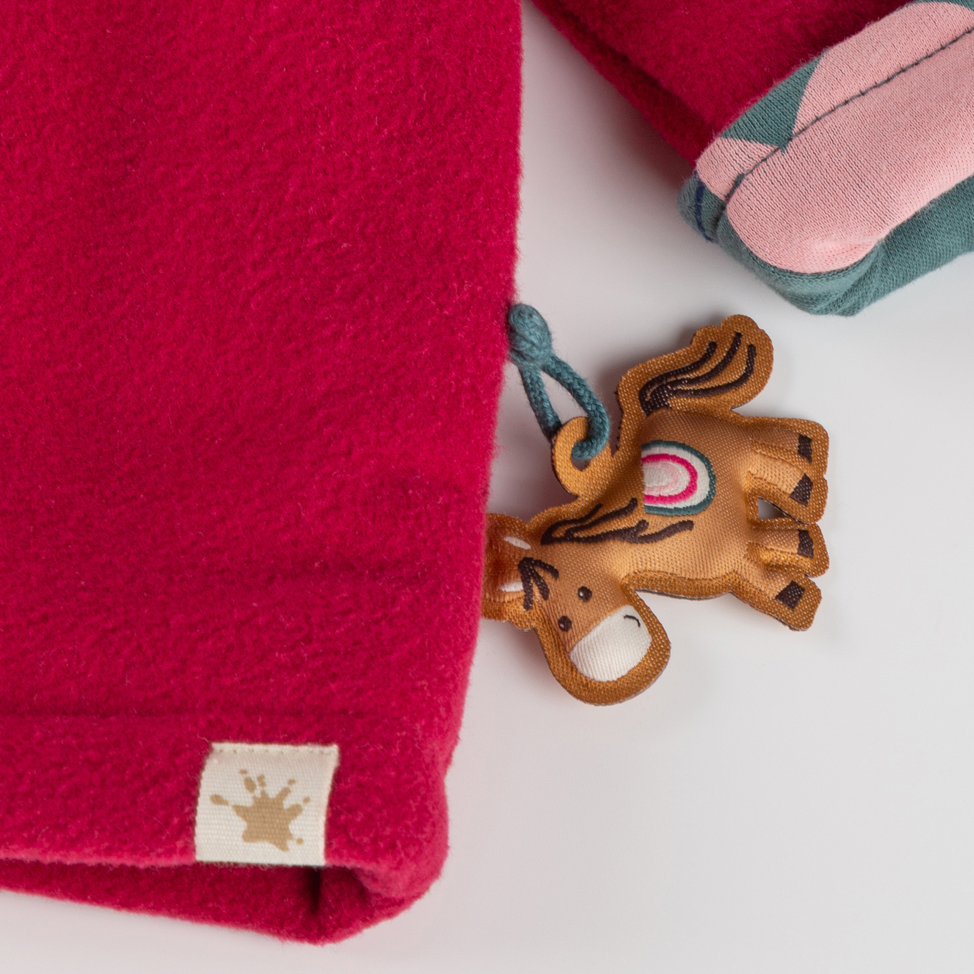 Baby Fleecejacke Pony Love, dunkelrot mit Blumen