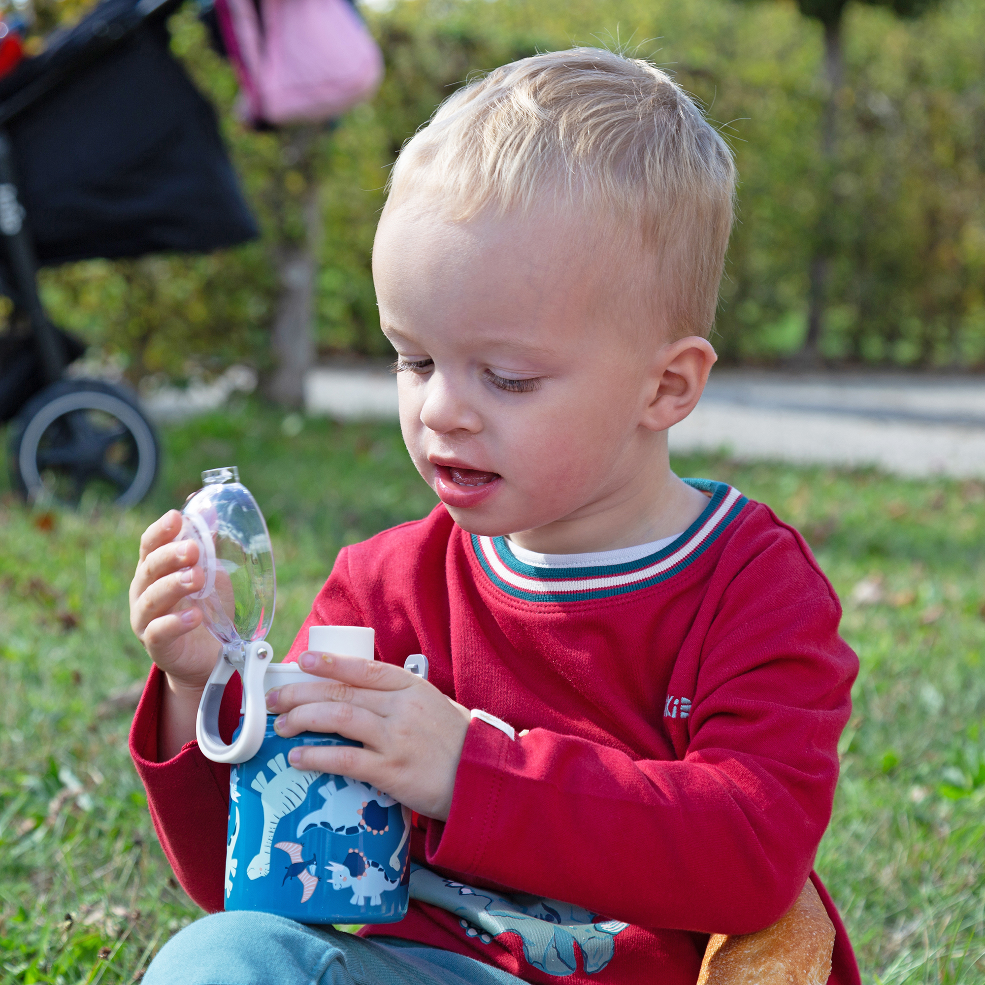 Kinder Edelstahl Trinkflasche Dino, 400 ml