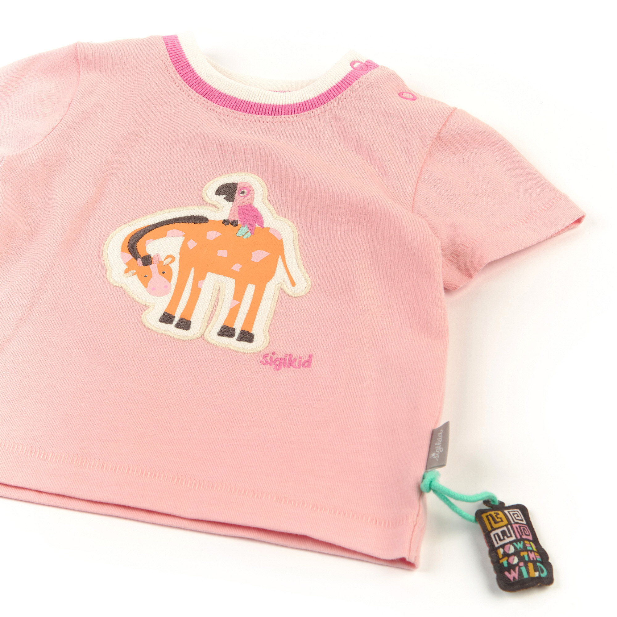 Baby T-Shirt, zartrosa mit Giraffen Motiv