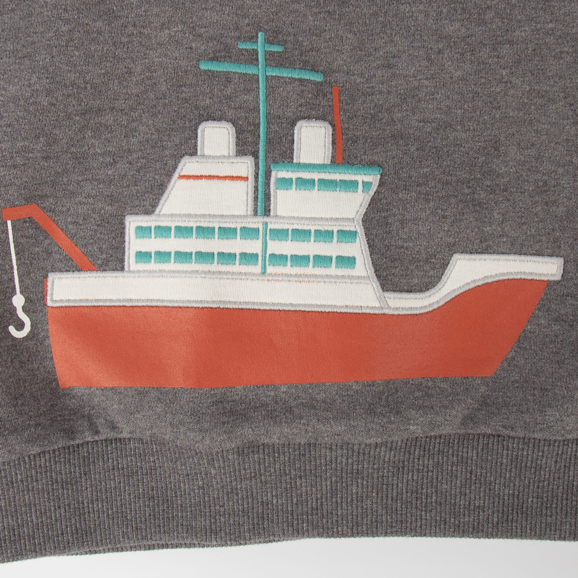 Graumeliertes Kinder Langarmshirt Polarschiff