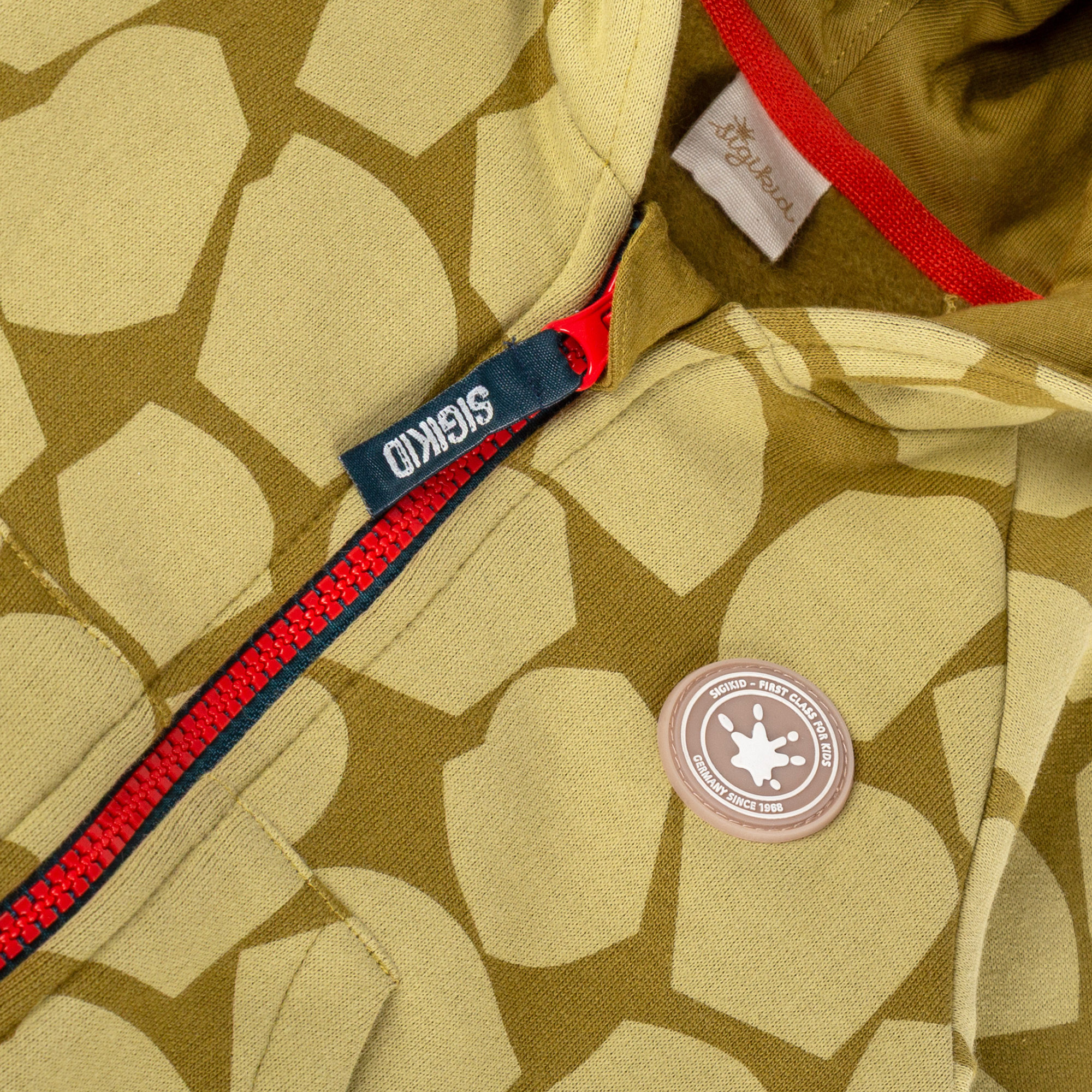 Baby pixie hood sweat jacket khaki, Dino Fun