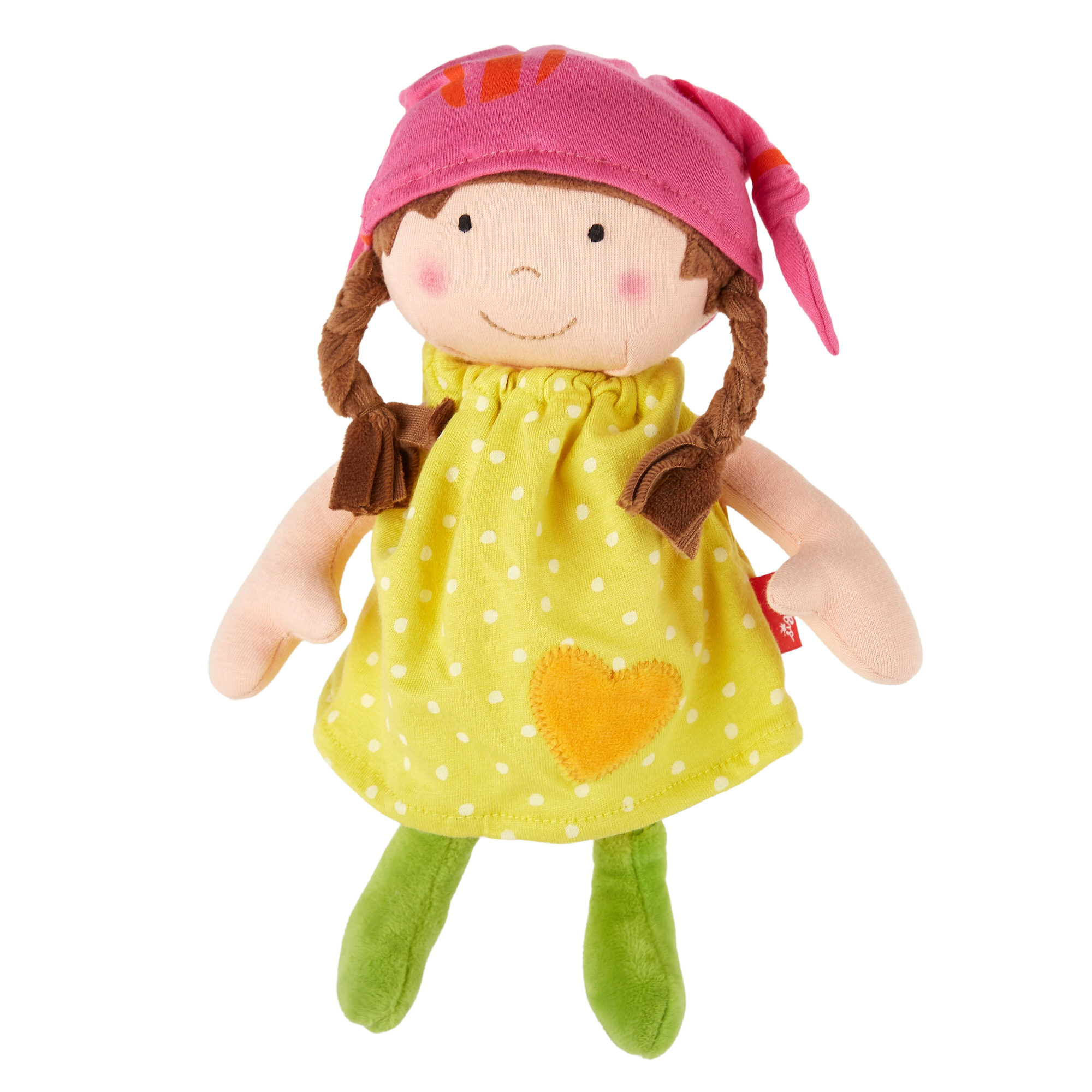 Soft plush baby doll green dotted Soft plush baby doll green dotted