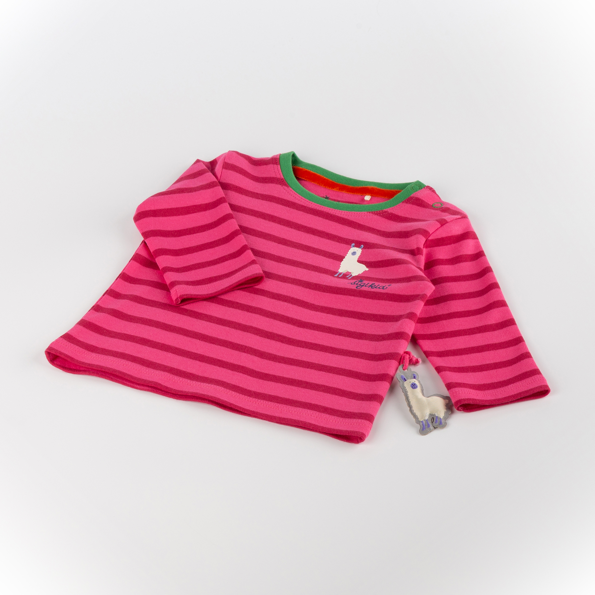 Baby Langarmshirt Crazy Lama, pink gestreift, Baby