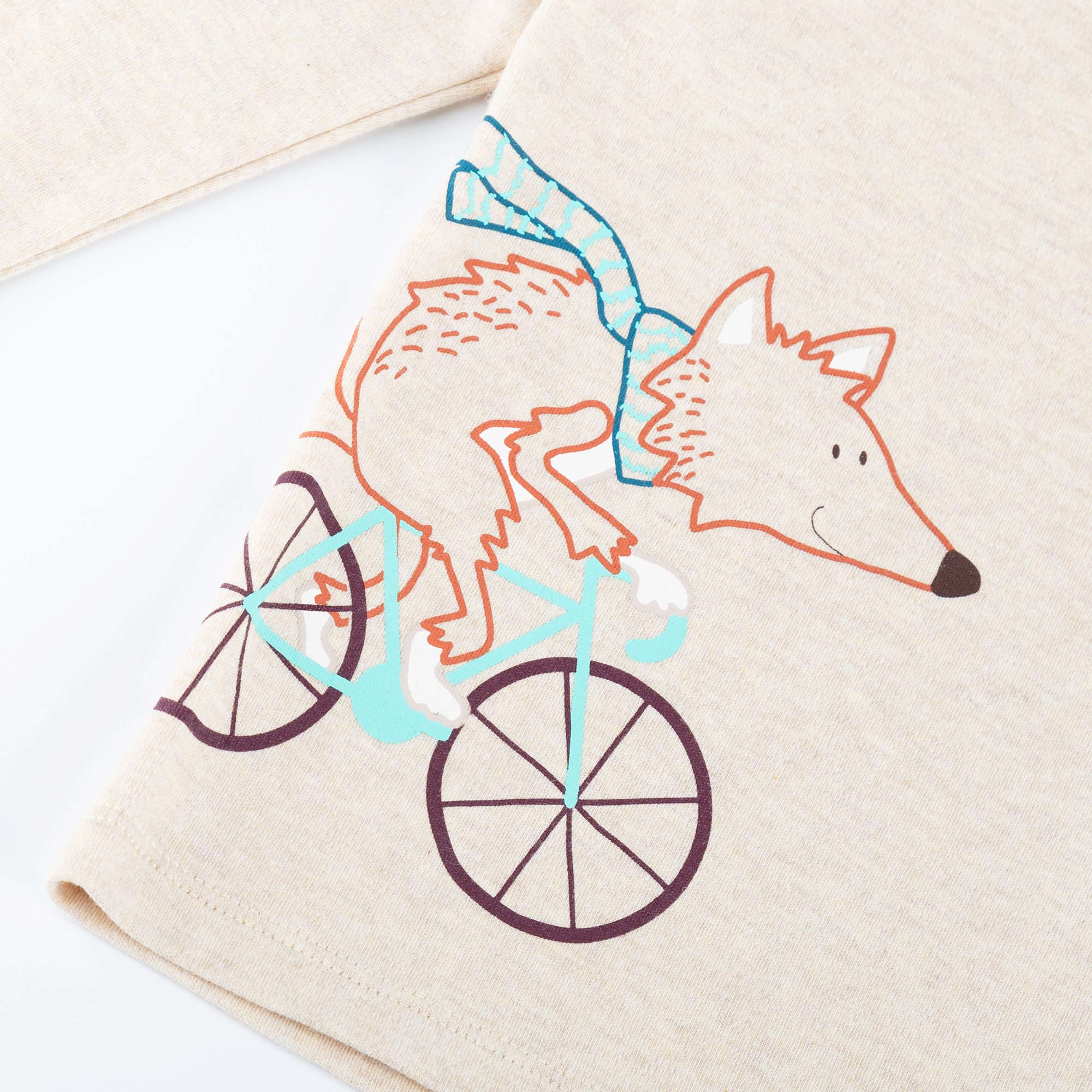 Children's long-sleeve Tee bike-fox, Winter Animals