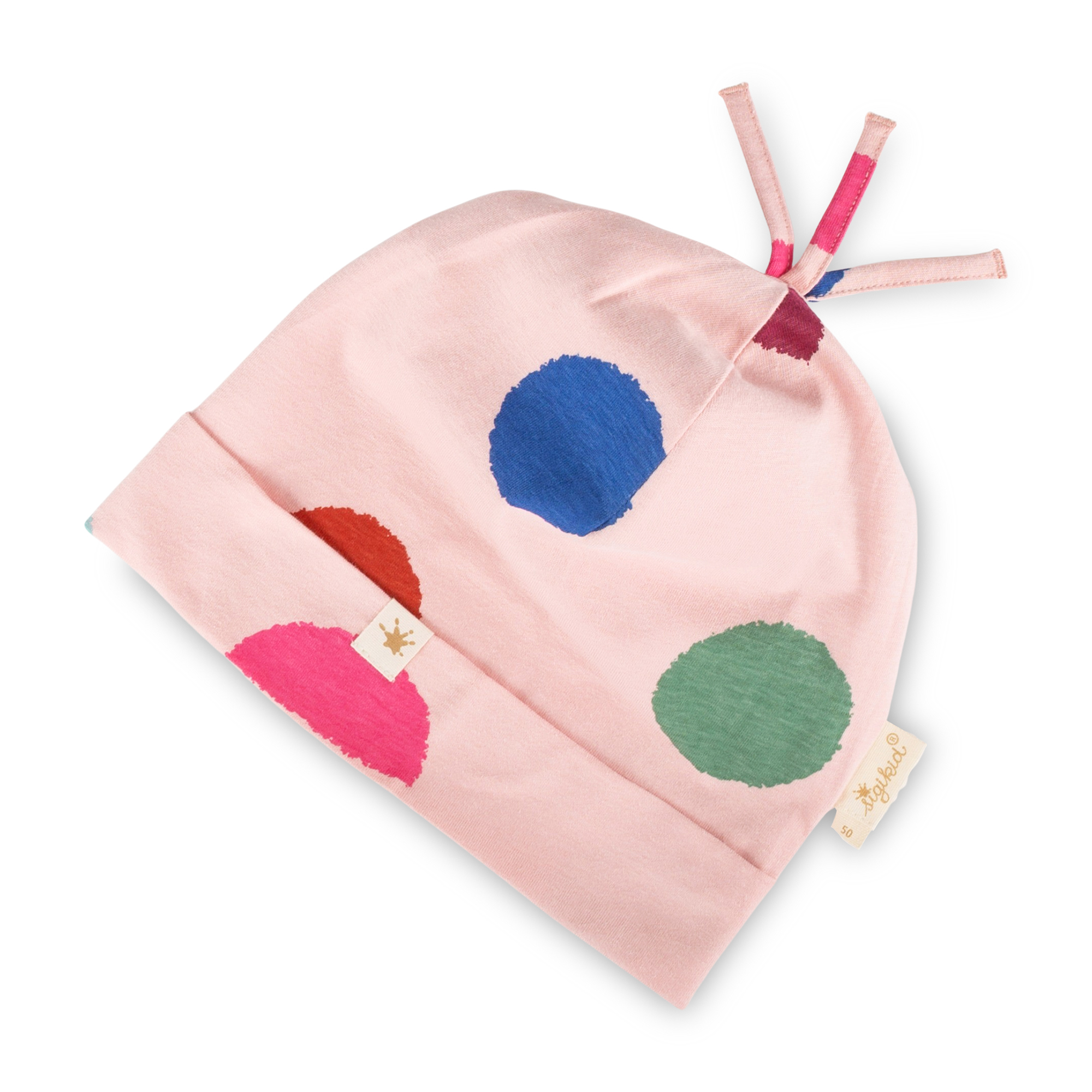 Kinder Mütze, rosa bunt bedruckt