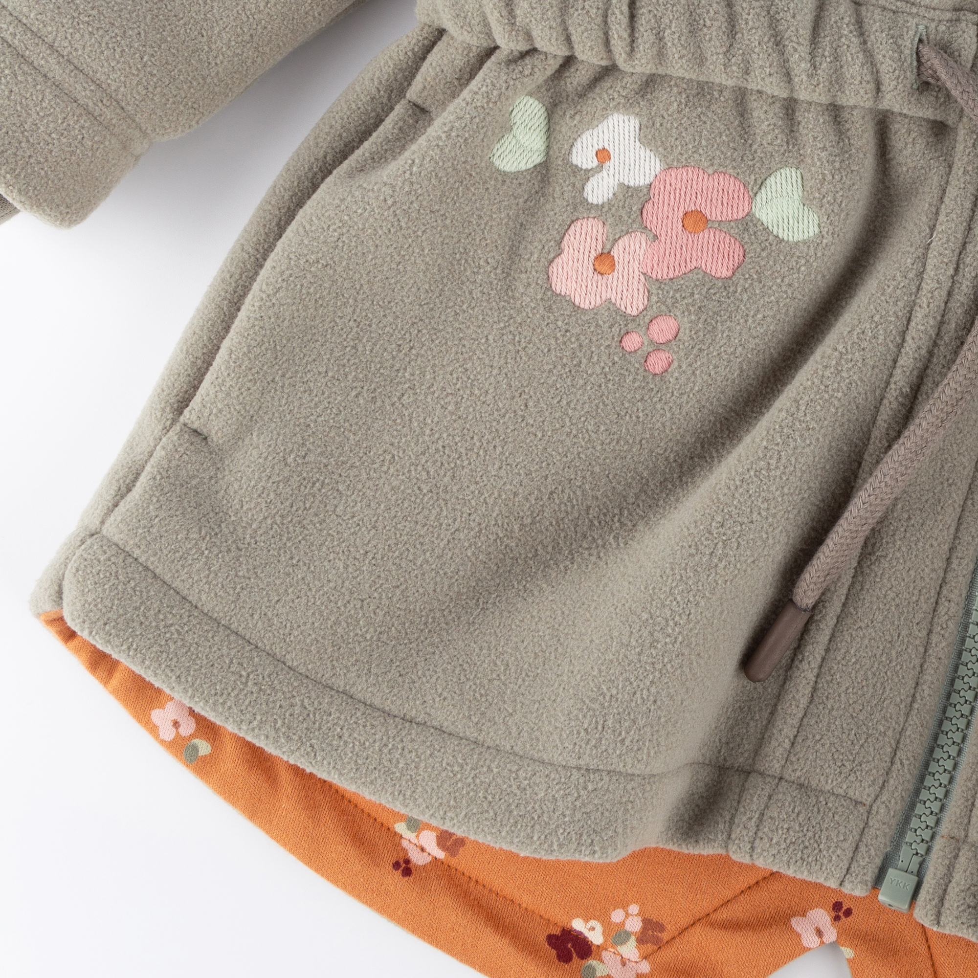 Kinder Fleecejacke mit Kapuze und Stickmotiv Blumen