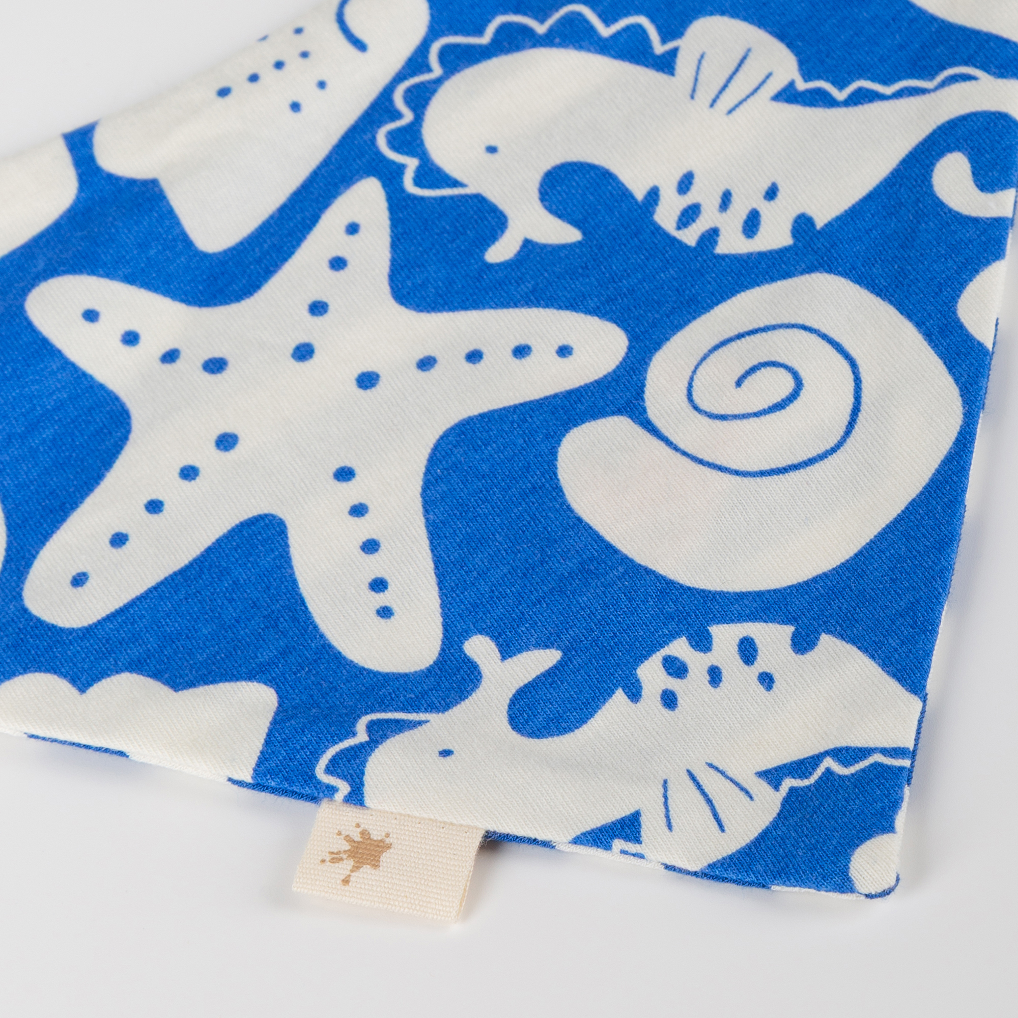 Baby Wendehalstuch Strand Print, blau-weiß